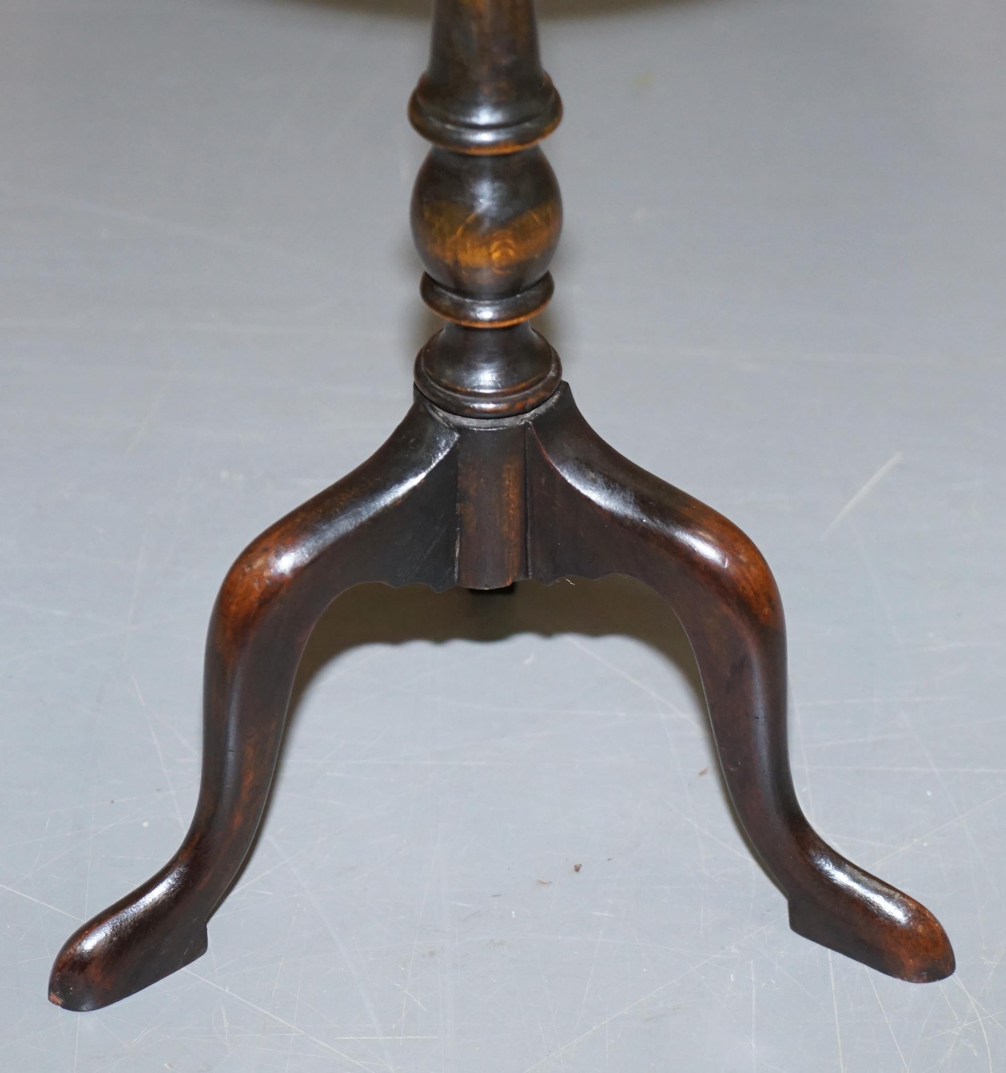Lovely Victorian Scottish Hardwood Tripod Lamp Side End Wine Table Nice Top 3