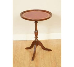 Lovely Victorian Side End Plant Side Table with Red Leather Embossed Top