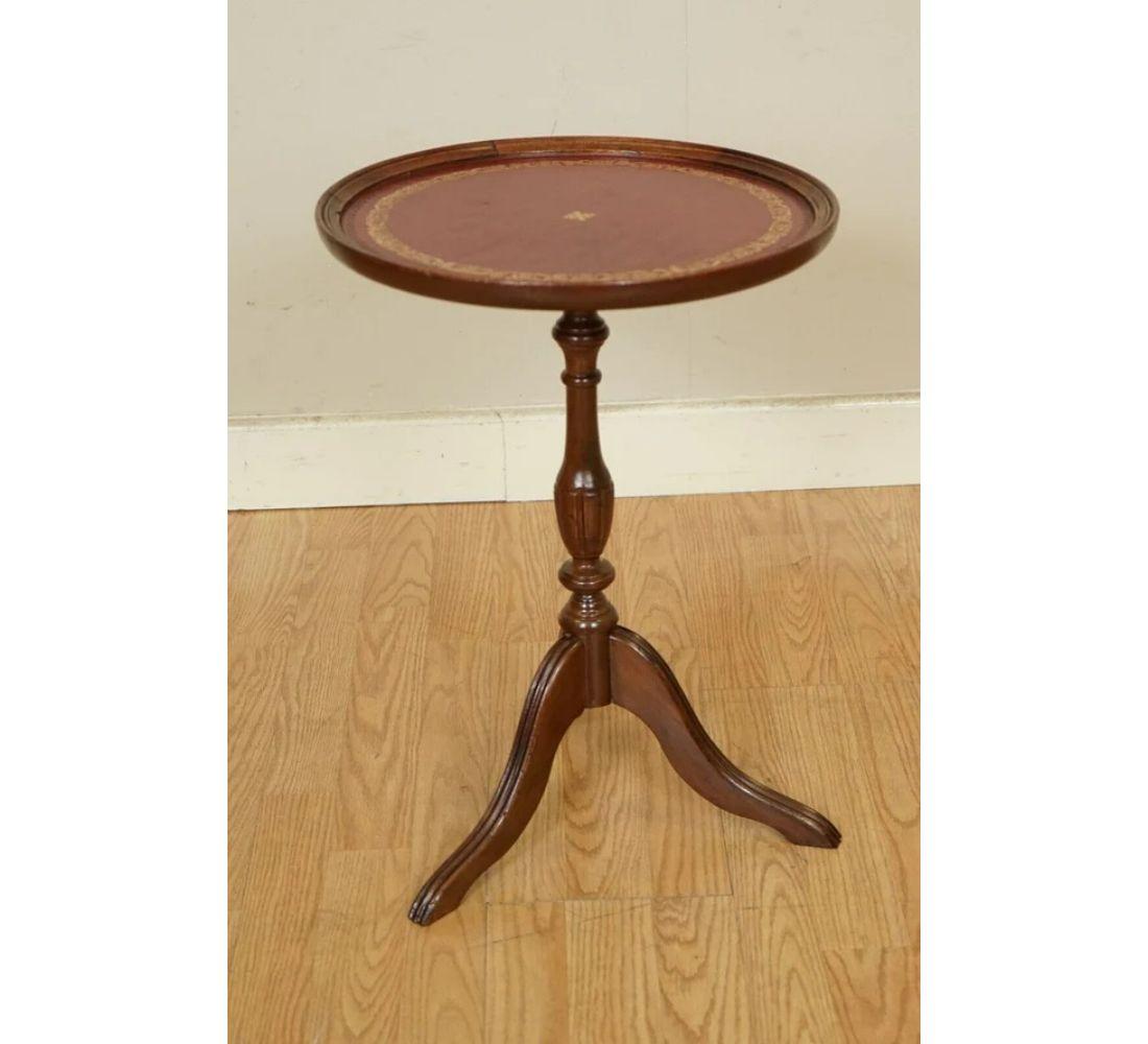 British Lovely Victorian Side End Plant Side Table with Red Leather Embossed Top For Sale