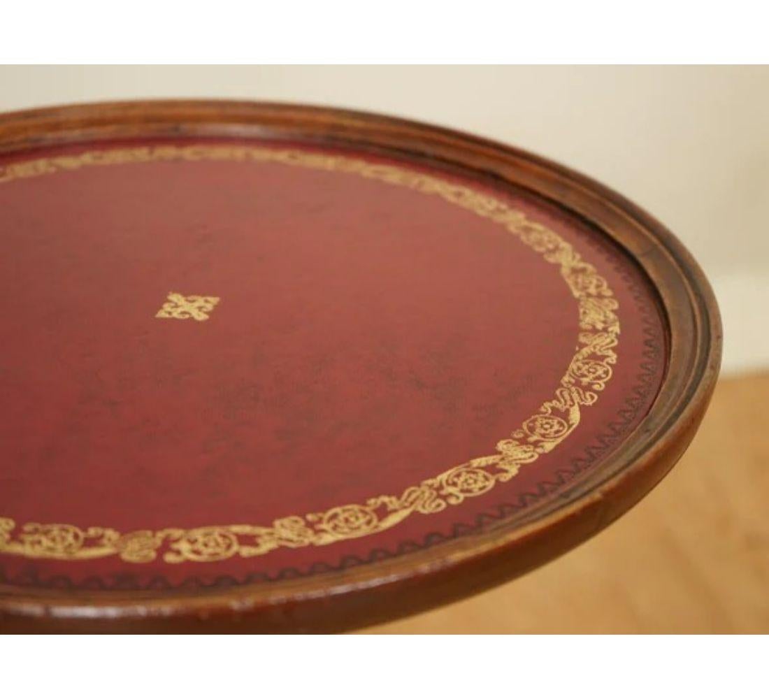19th Century Lovely Victorian Side End Plant Side Table with Red Leather Embossed Top For Sale