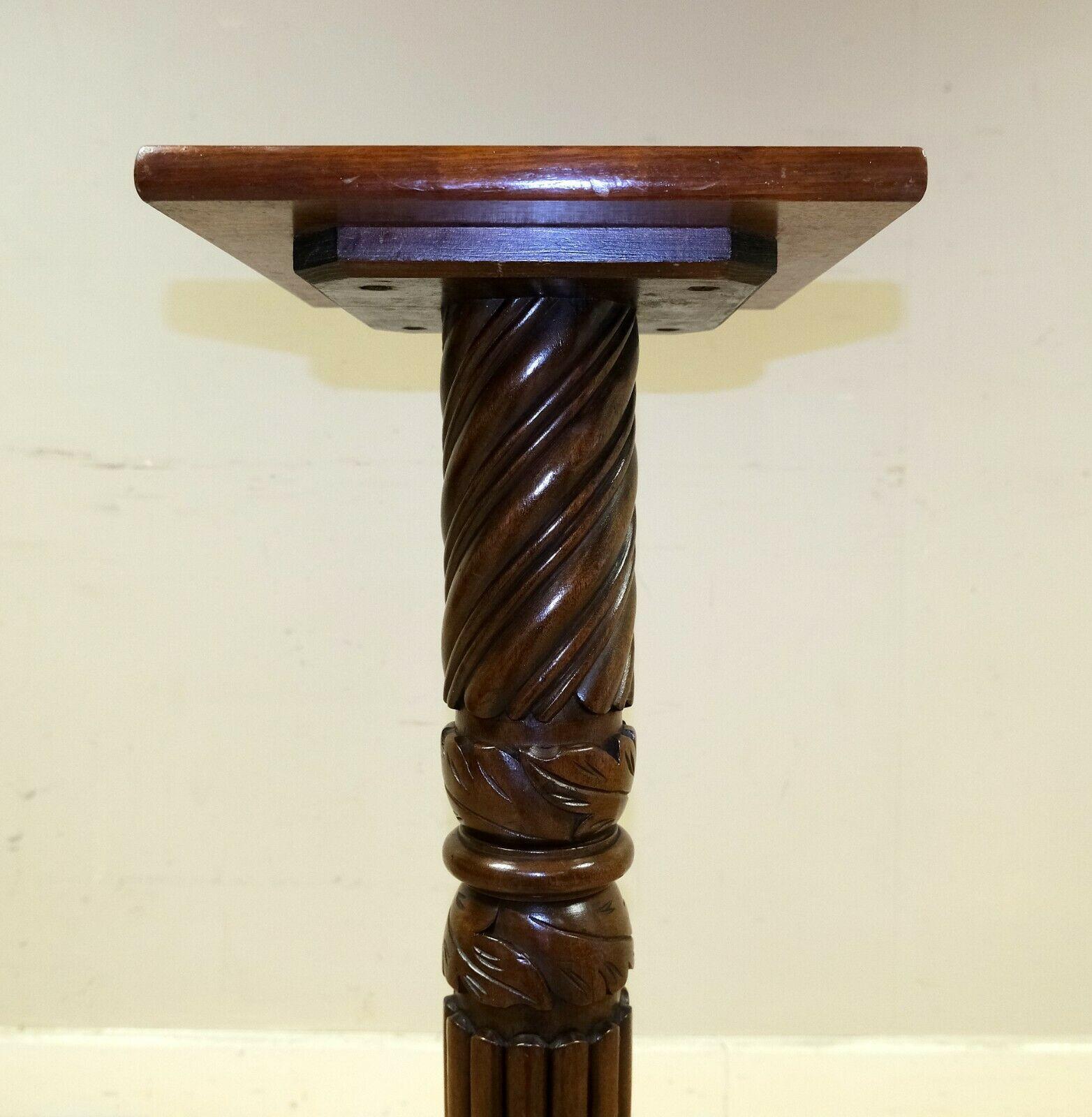 English Lovely Victorian Solid Hardwood Brown Torchiere Jardiniere Plant Stand For Sale