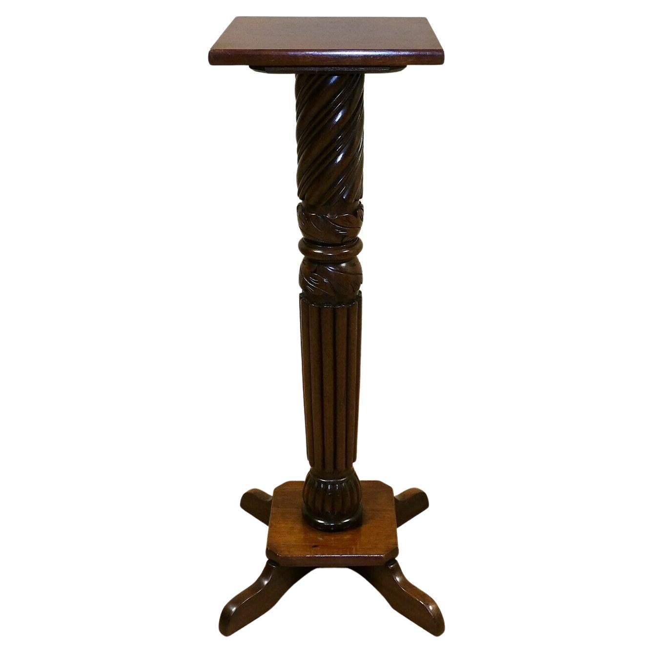 Lovely Victorian Solid Hardwood Brown Torchiere Jardiniere Plant Stand For Sale