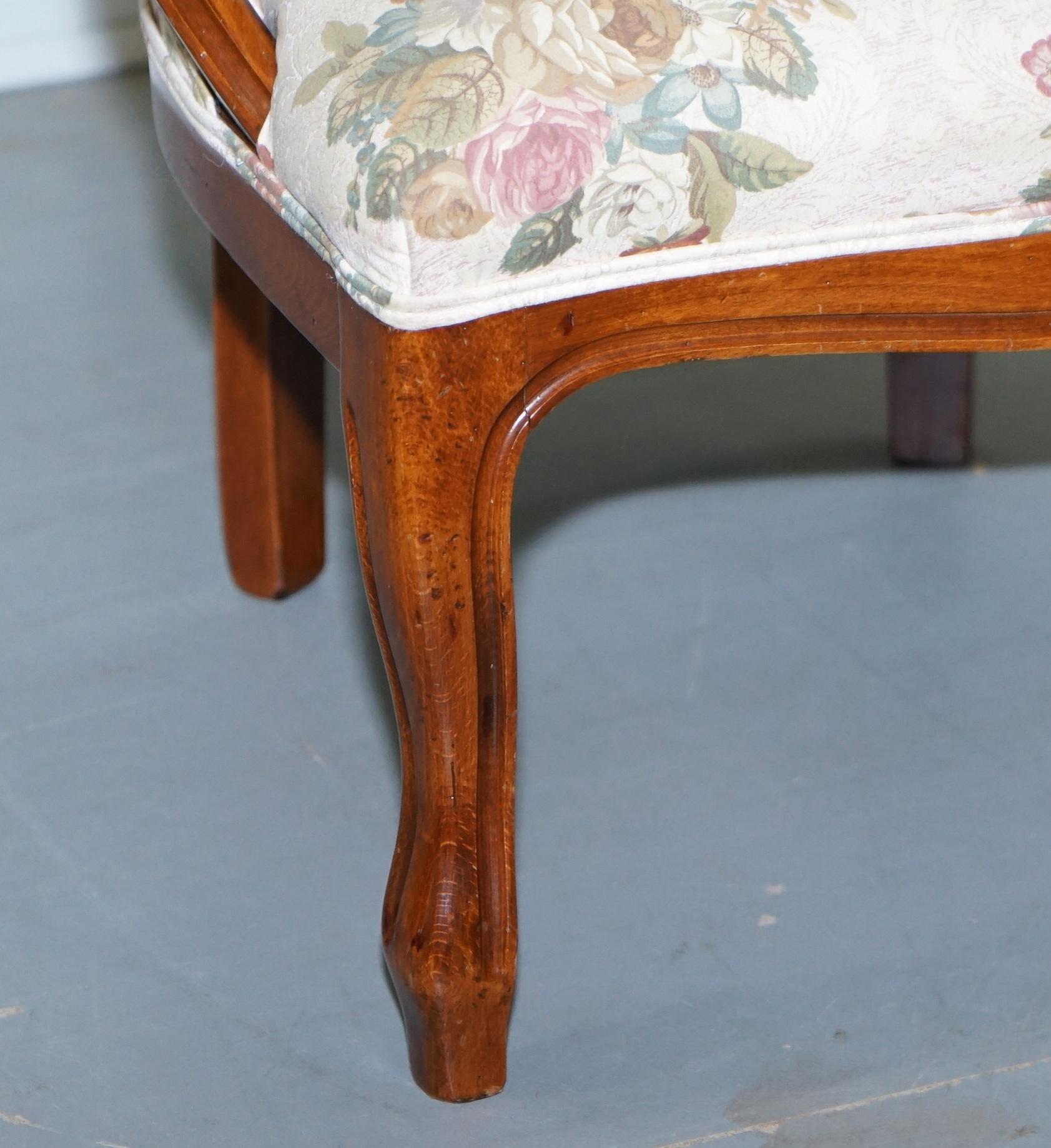 Lovely Victorian Walnut Framed with Floral Upholstery Nursing Chair or Armchair 2