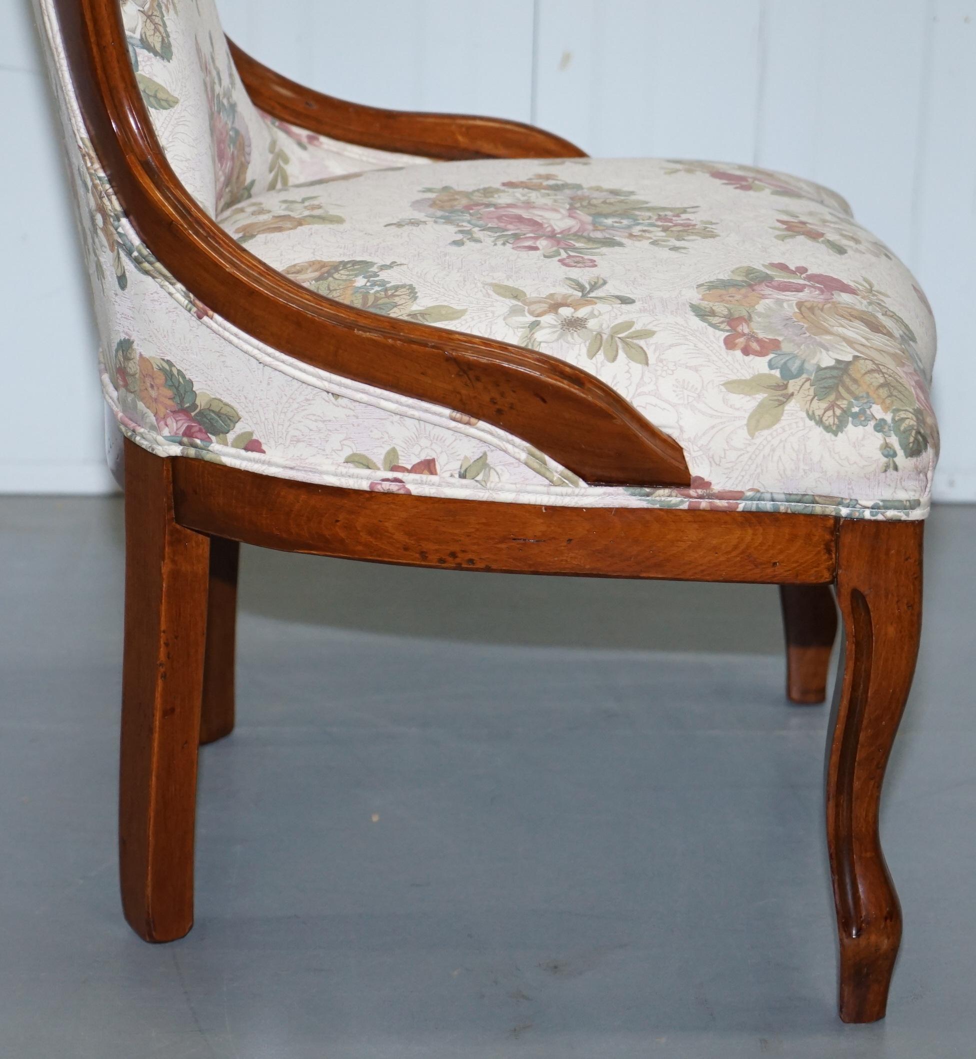 Lovely Victorian Walnut Framed with Floral Upholstery Nursing Chair or Armchair 4