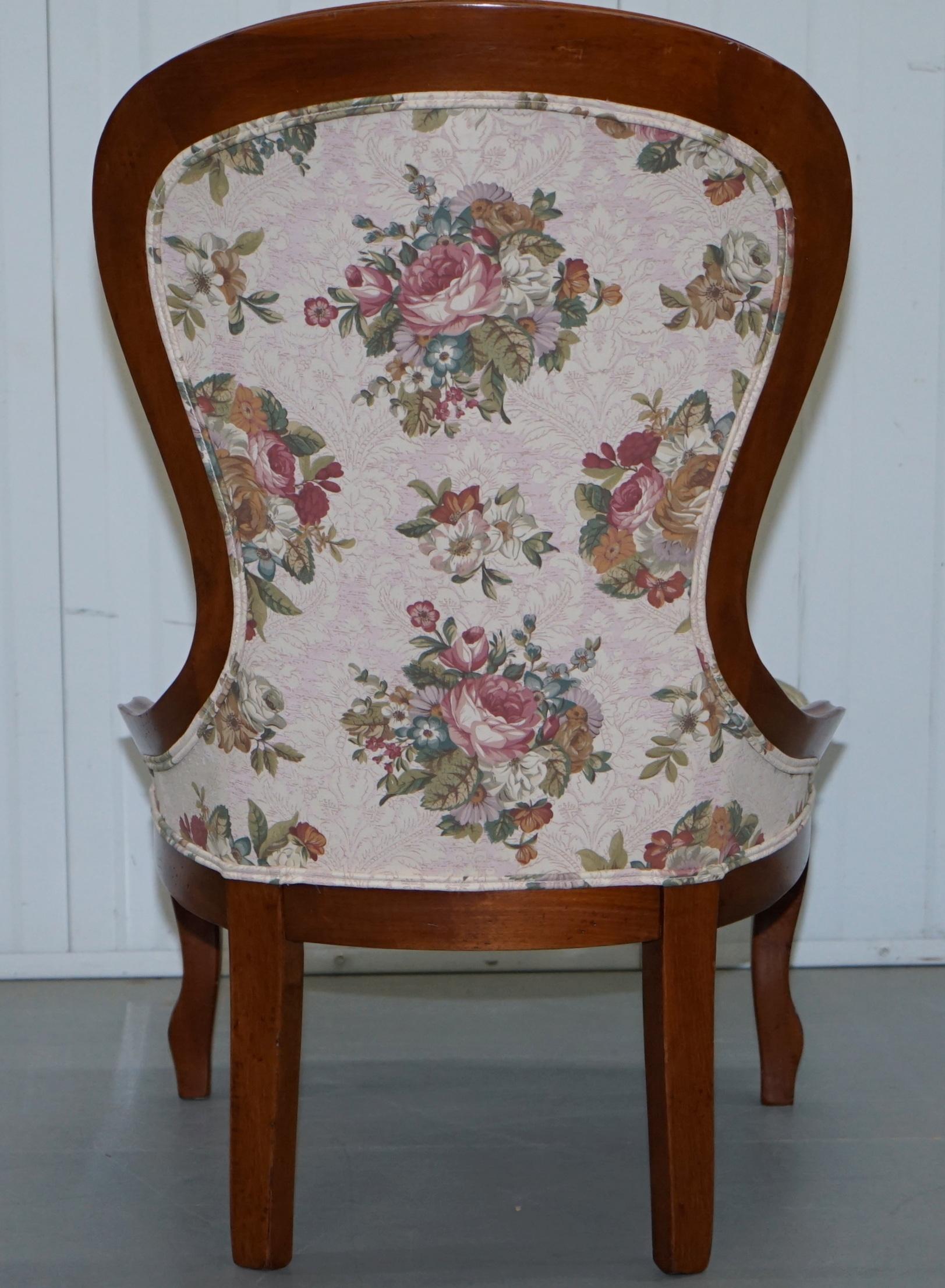 Lovely Victorian Walnut Framed with Floral Upholstery Nursing Chair or Armchair 6