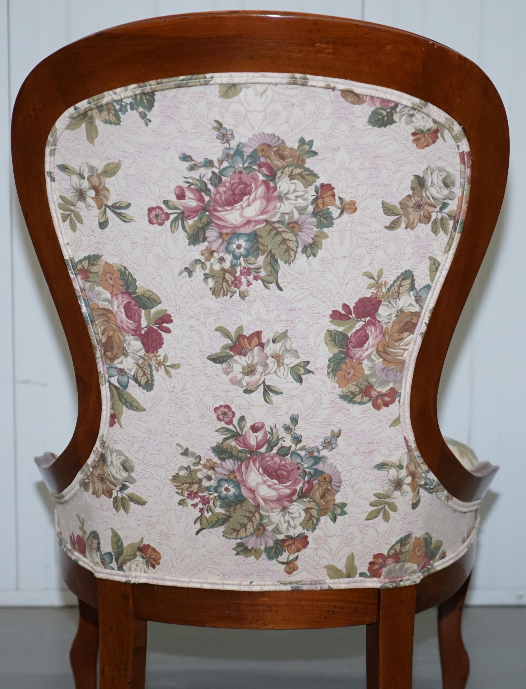 Lovely Victorian Walnut Framed with Floral Upholstery Nursing Chair or Armchair 7