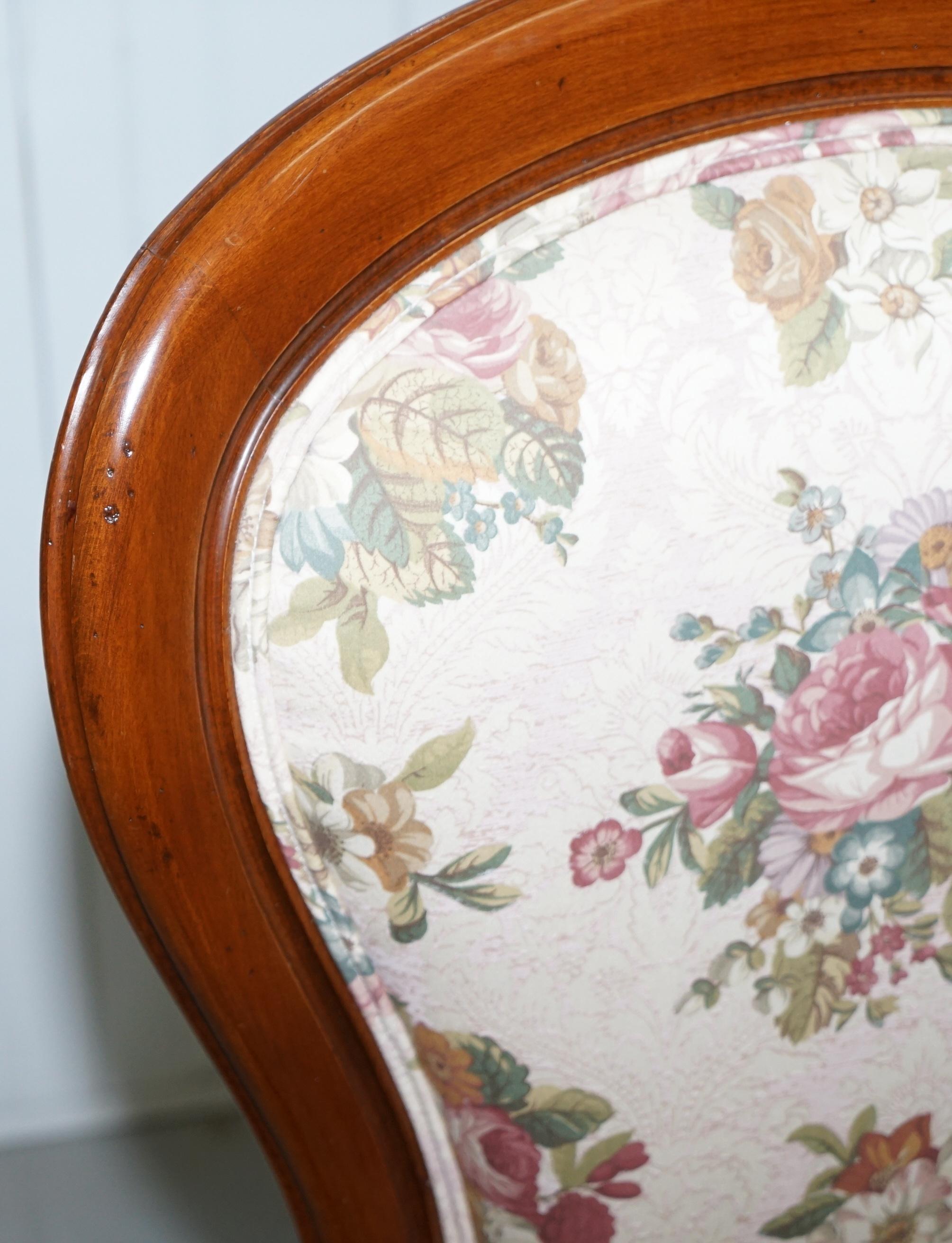 Fabric Lovely Victorian Walnut Framed with Floral Upholstery Nursing Chair or Armchair