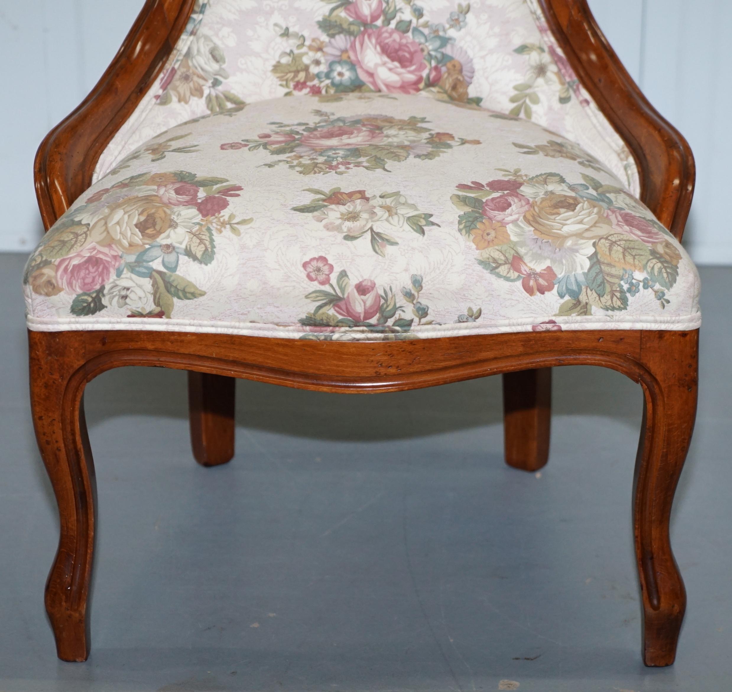 Lovely Victorian Walnut Framed with Floral Upholstery Nursing Chair or Armchair 1