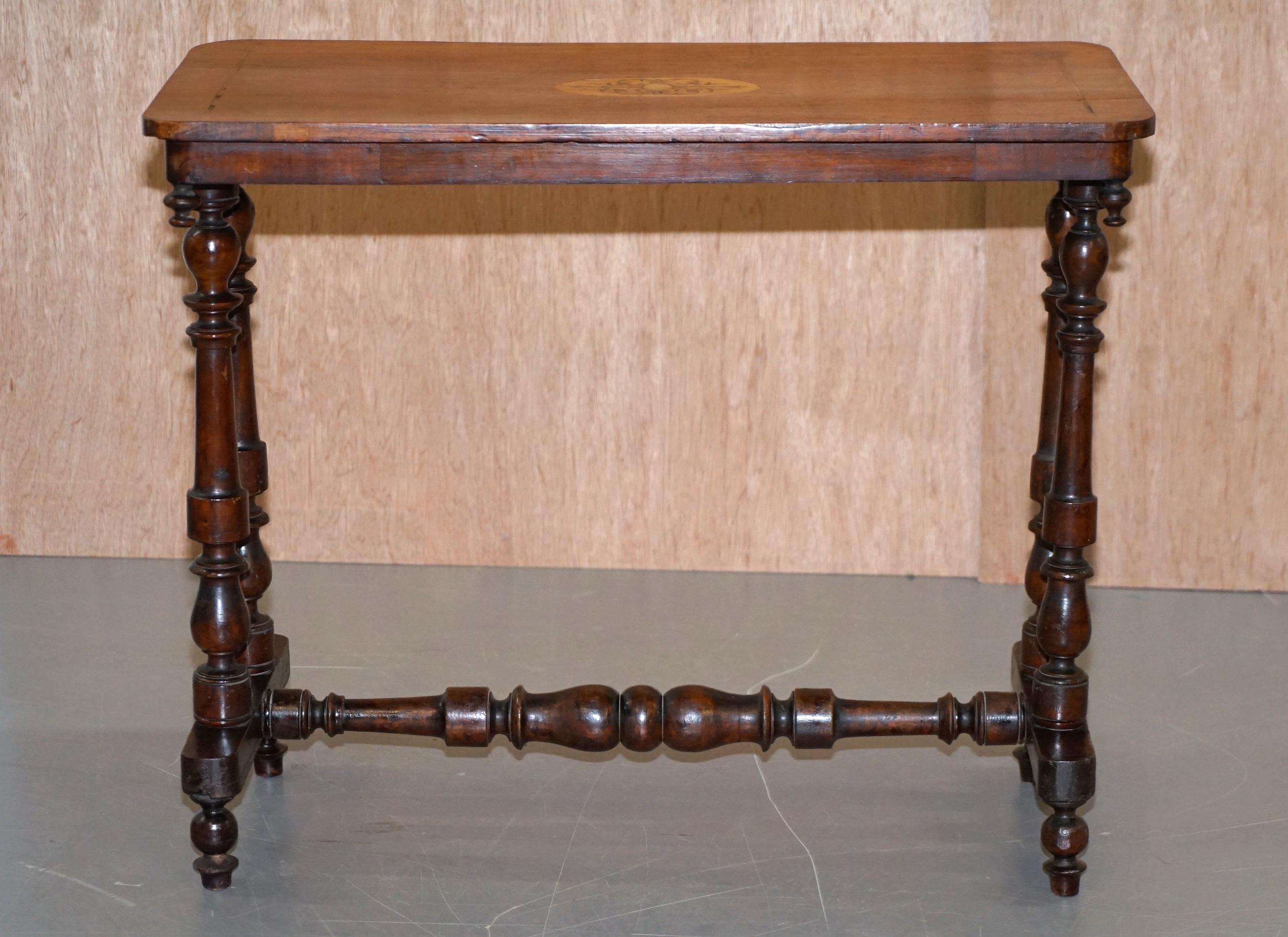 Lovely Victorian Walnut Inlaid Silver Tea or Occasional Side Table Lovely Inlay 4