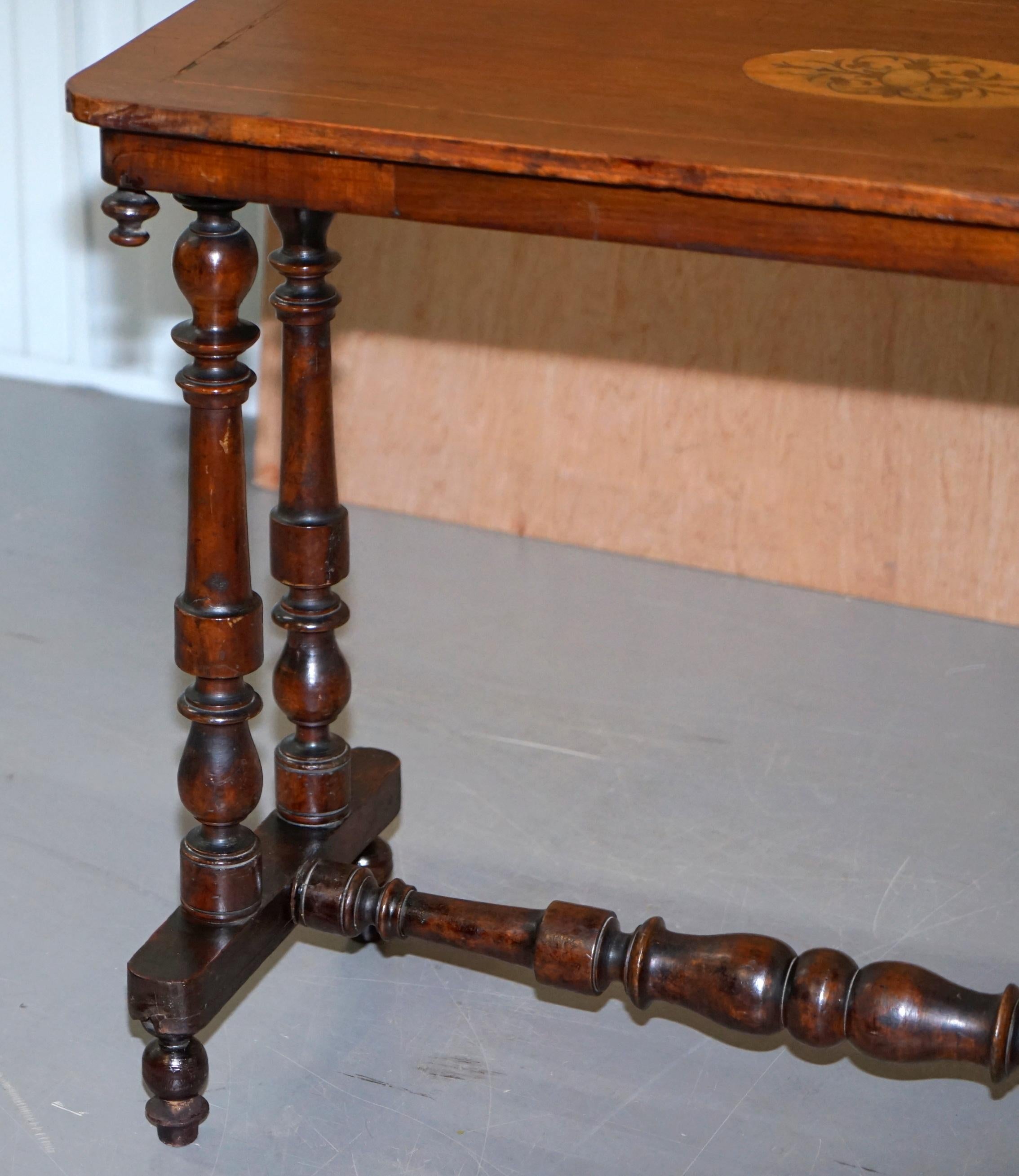 Lovely Victorian Walnut Inlaid Silver Tea or Occasional Side Table Lovely Inlay 5