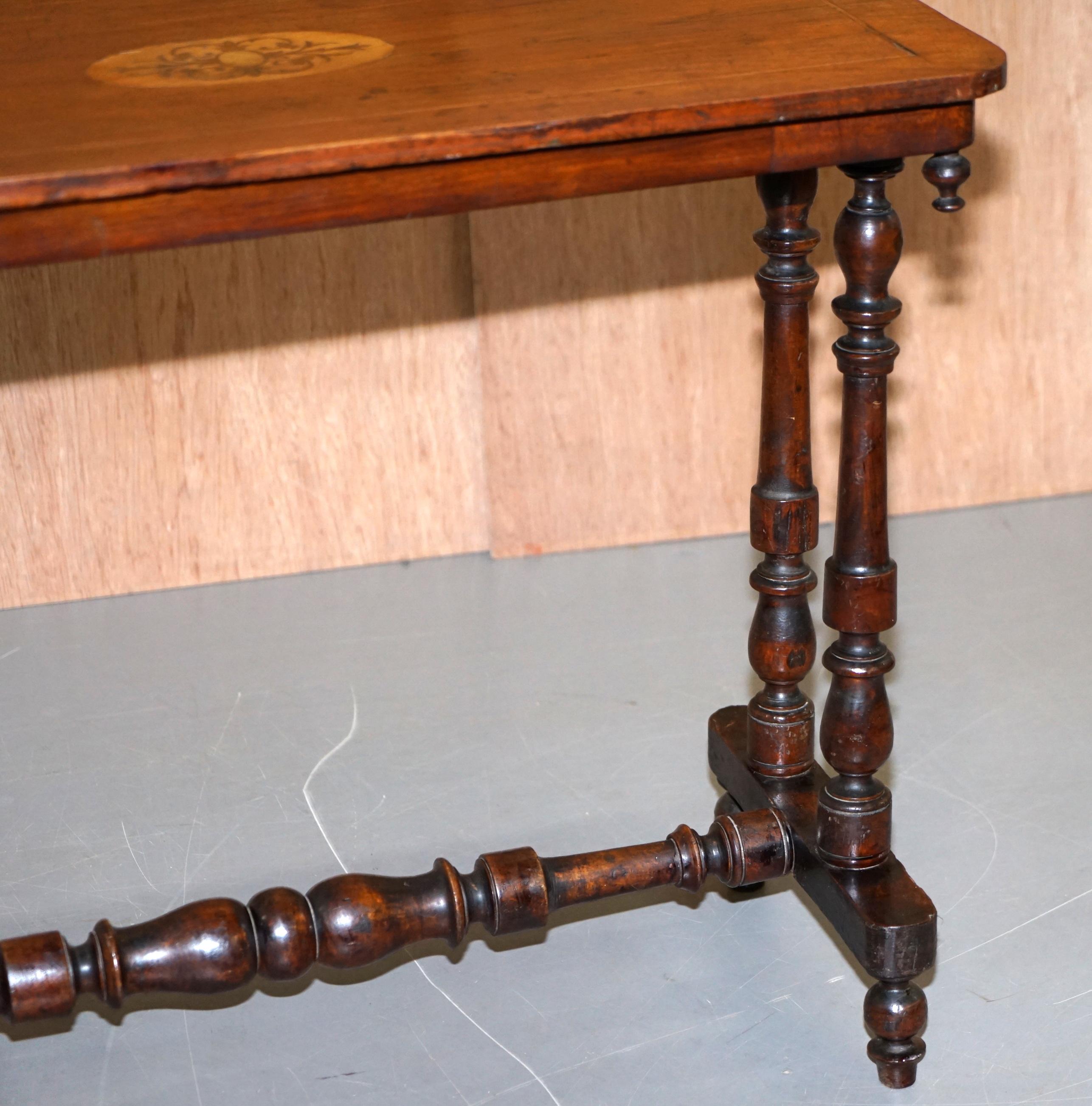 Lovely Victorian Walnut Inlaid Silver Tea or Occasional Side Table Lovely Inlay 6