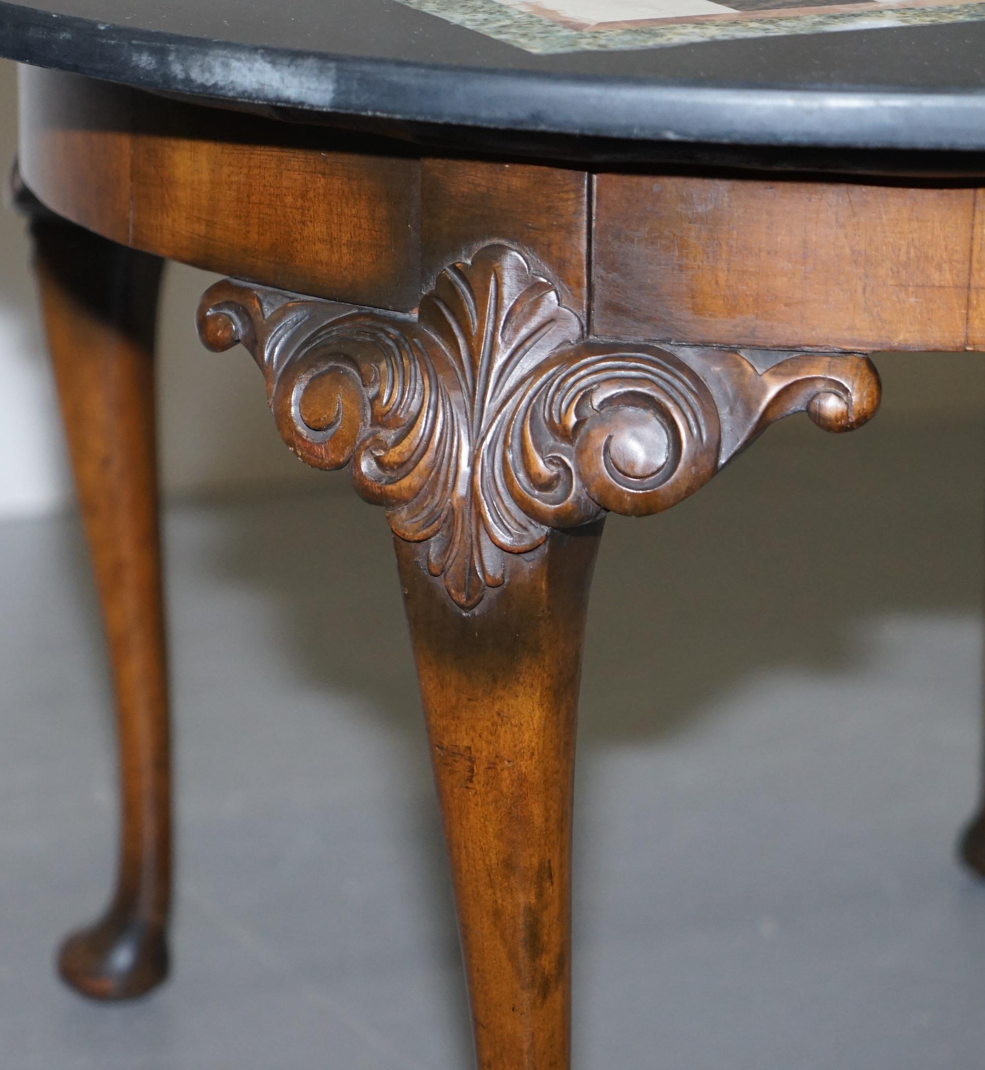 Lovely Victorian Walnut & Italian Pietra Dura Specimen Marble Chess Coffee Table 7