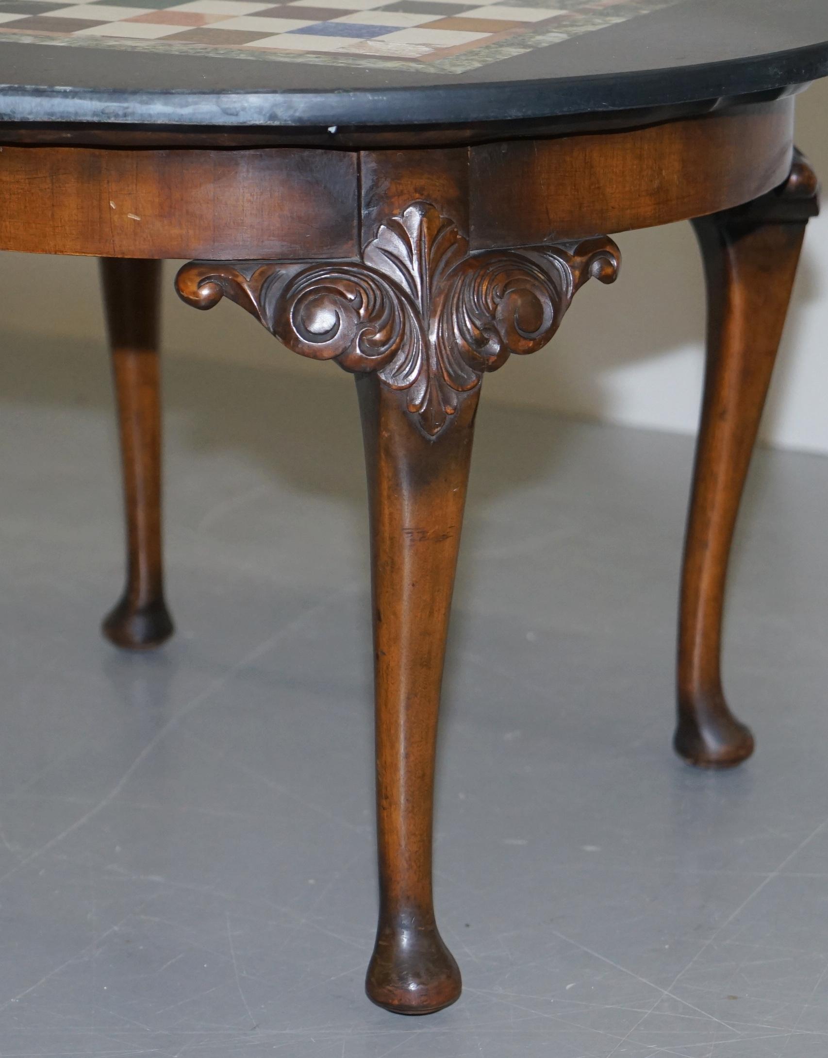 Lovely Victorian Walnut & Italian Pietra Dura Specimen Marble Chess Coffee Table 10