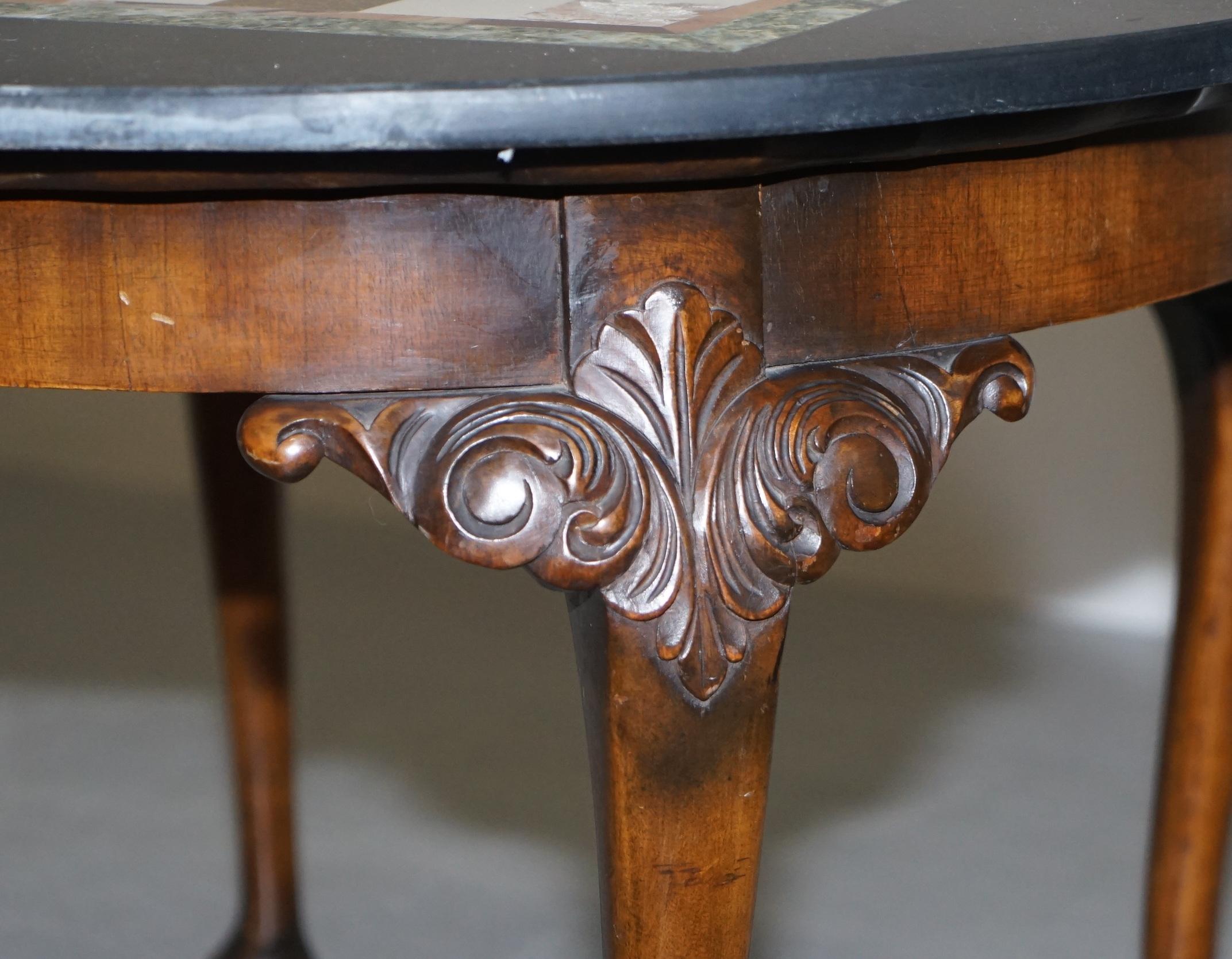 Lovely Victorian Walnut & Italian Pietra Dura Specimen Marble Chess Coffee Table 11