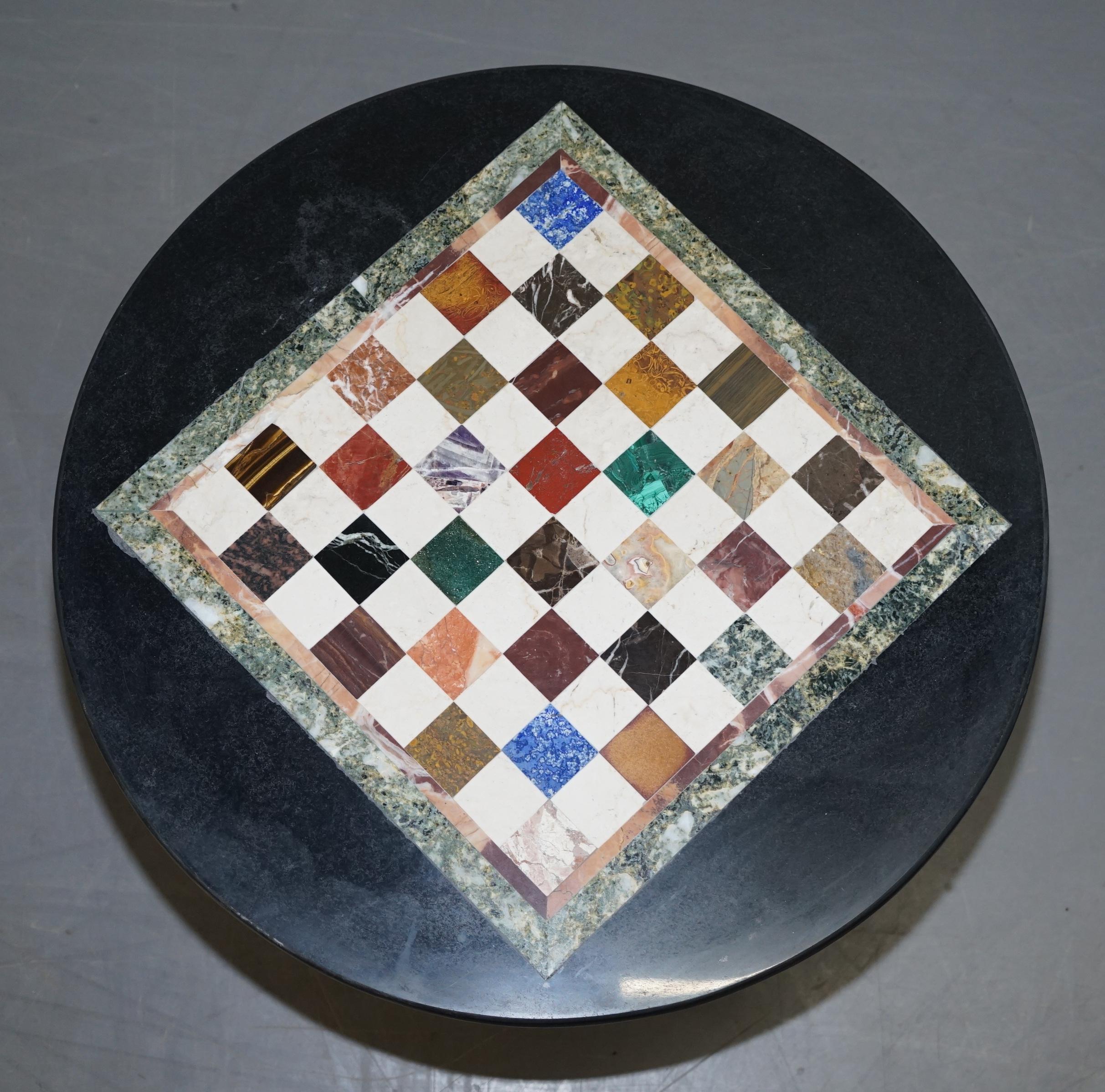 Hand-Crafted Lovely Victorian Walnut & Italian Pietra Dura Specimen Marble Chess Coffee Table