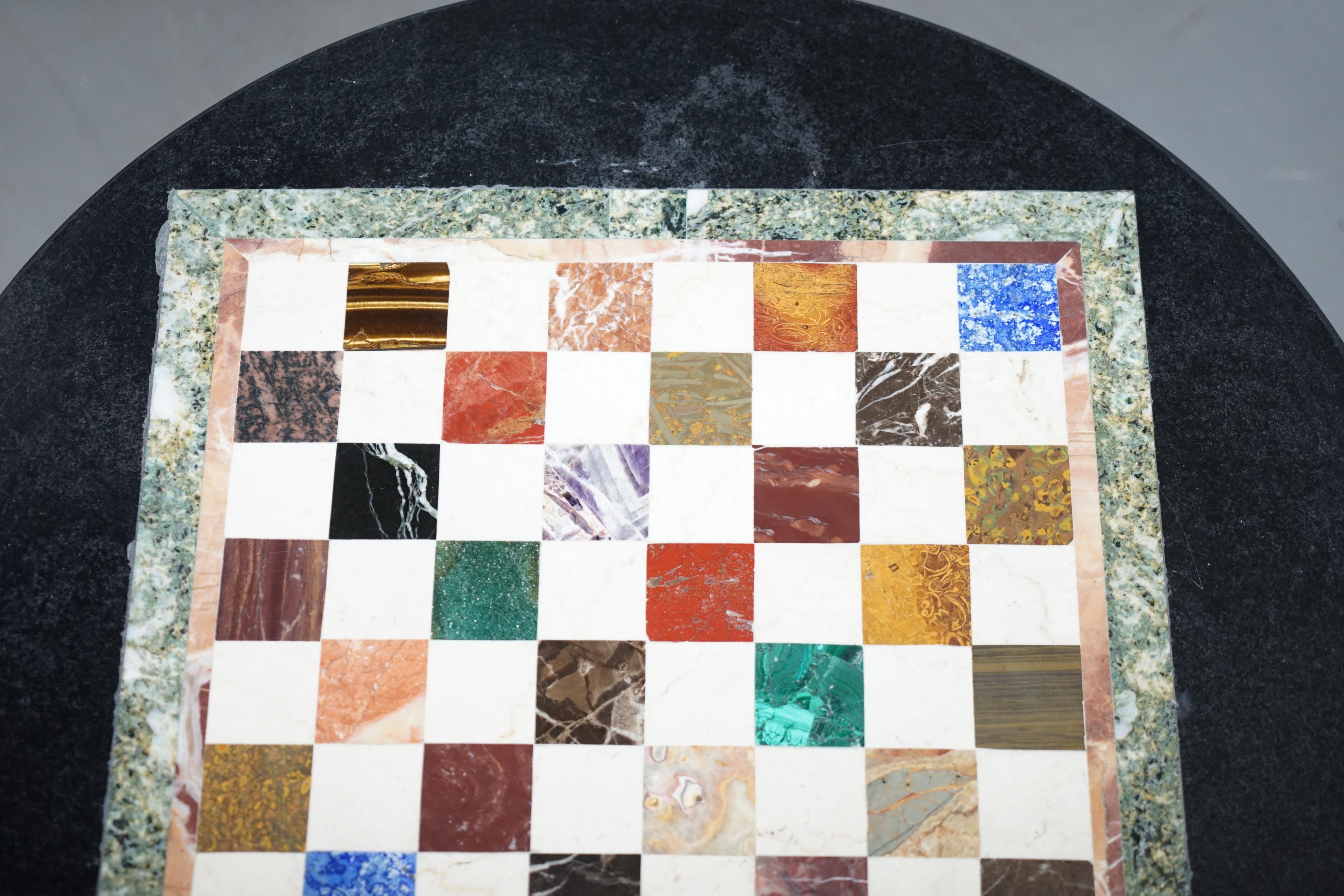 Early 20th Century Lovely Victorian Walnut & Italian Pietra Dura Specimen Marble Chess Coffee Table