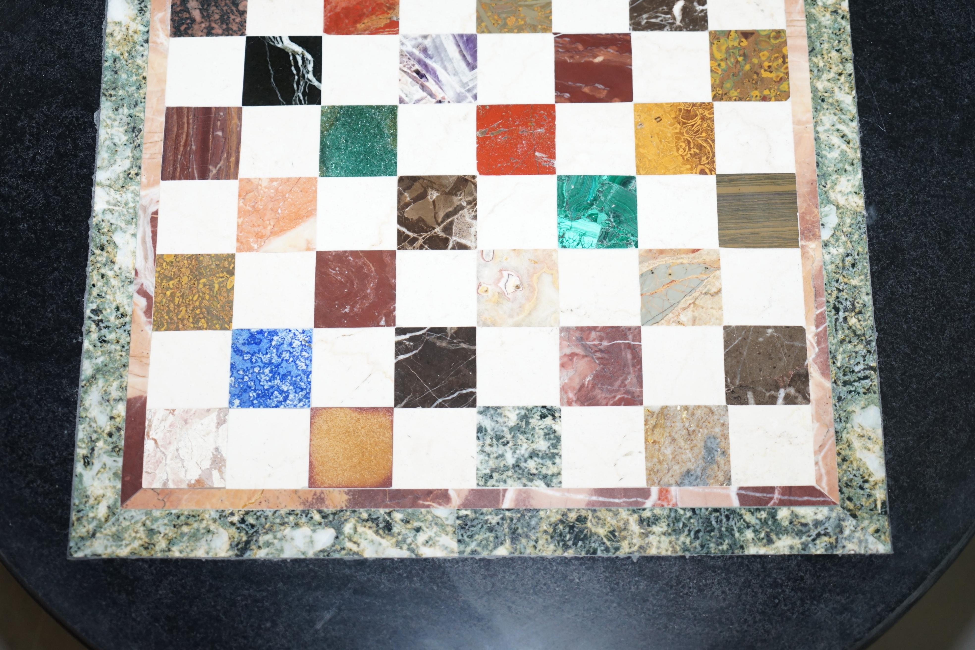 Lovely Victorian Walnut & Italian Pietra Dura Specimen Marble Chess Coffee Table 1