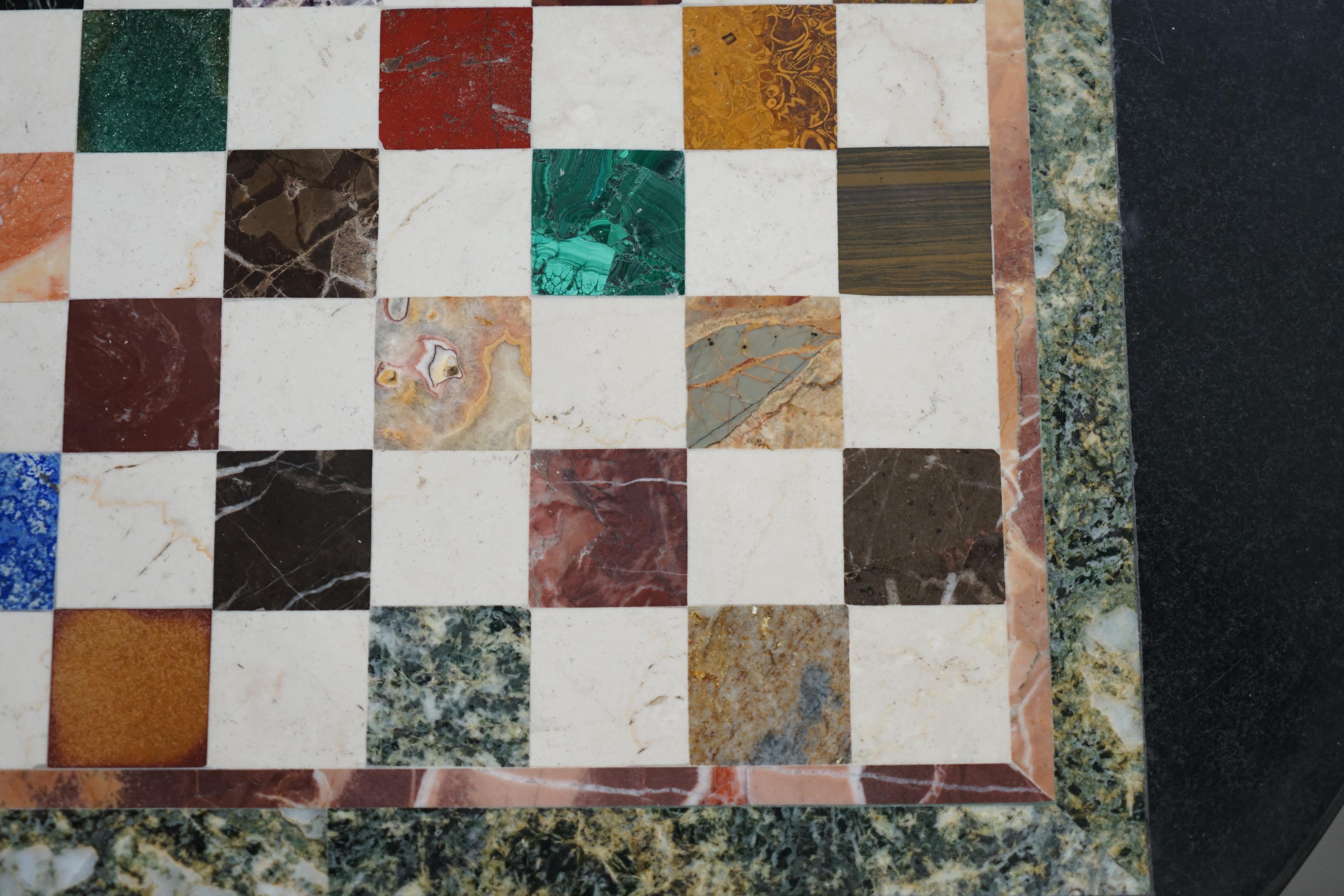 Lovely Victorian Walnut & Italian Pietra Dura Specimen Marble Chess Coffee Table 2