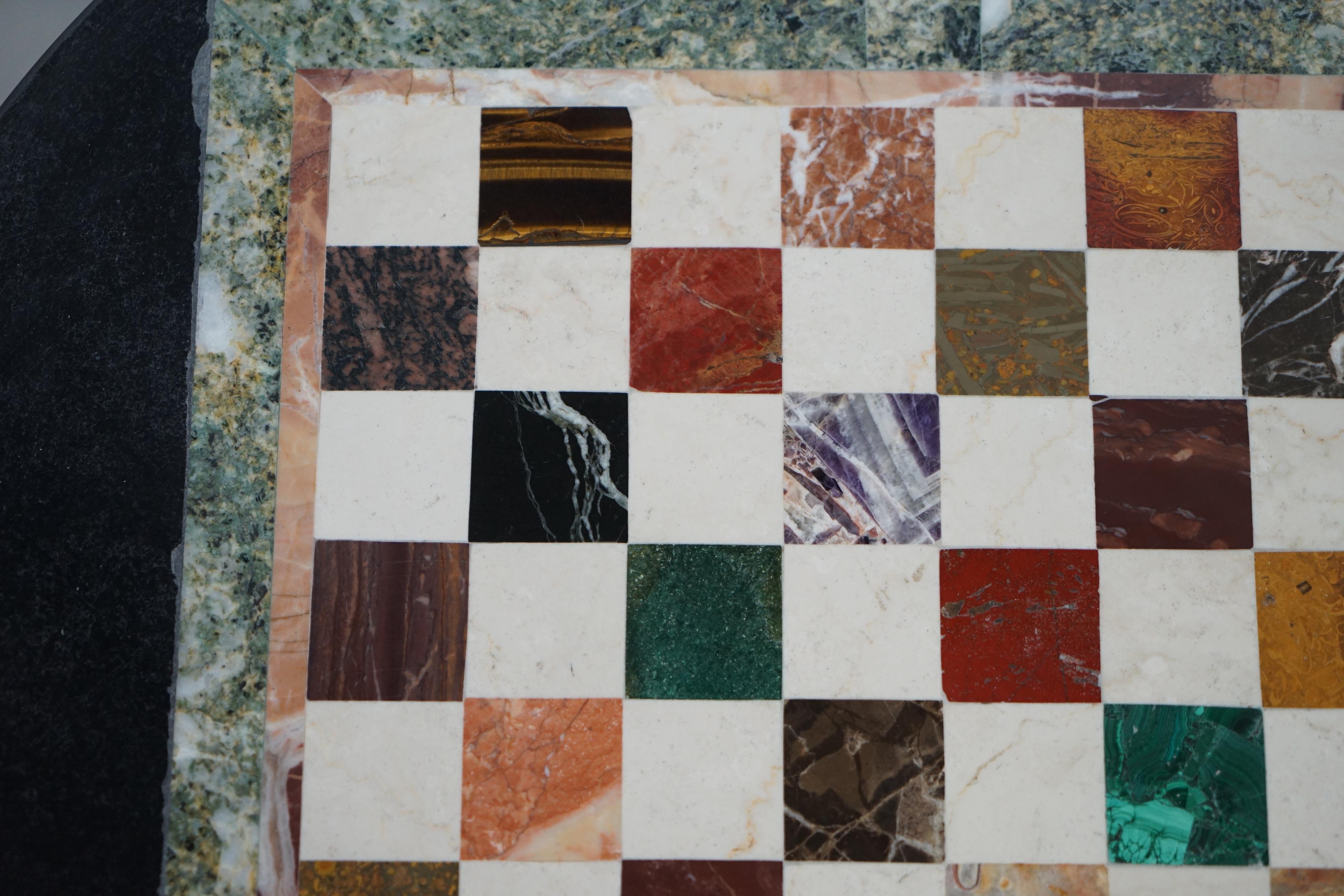 Lovely Victorian Walnut & Italian Pietra Dura Specimen Marble Chess Coffee Table 4