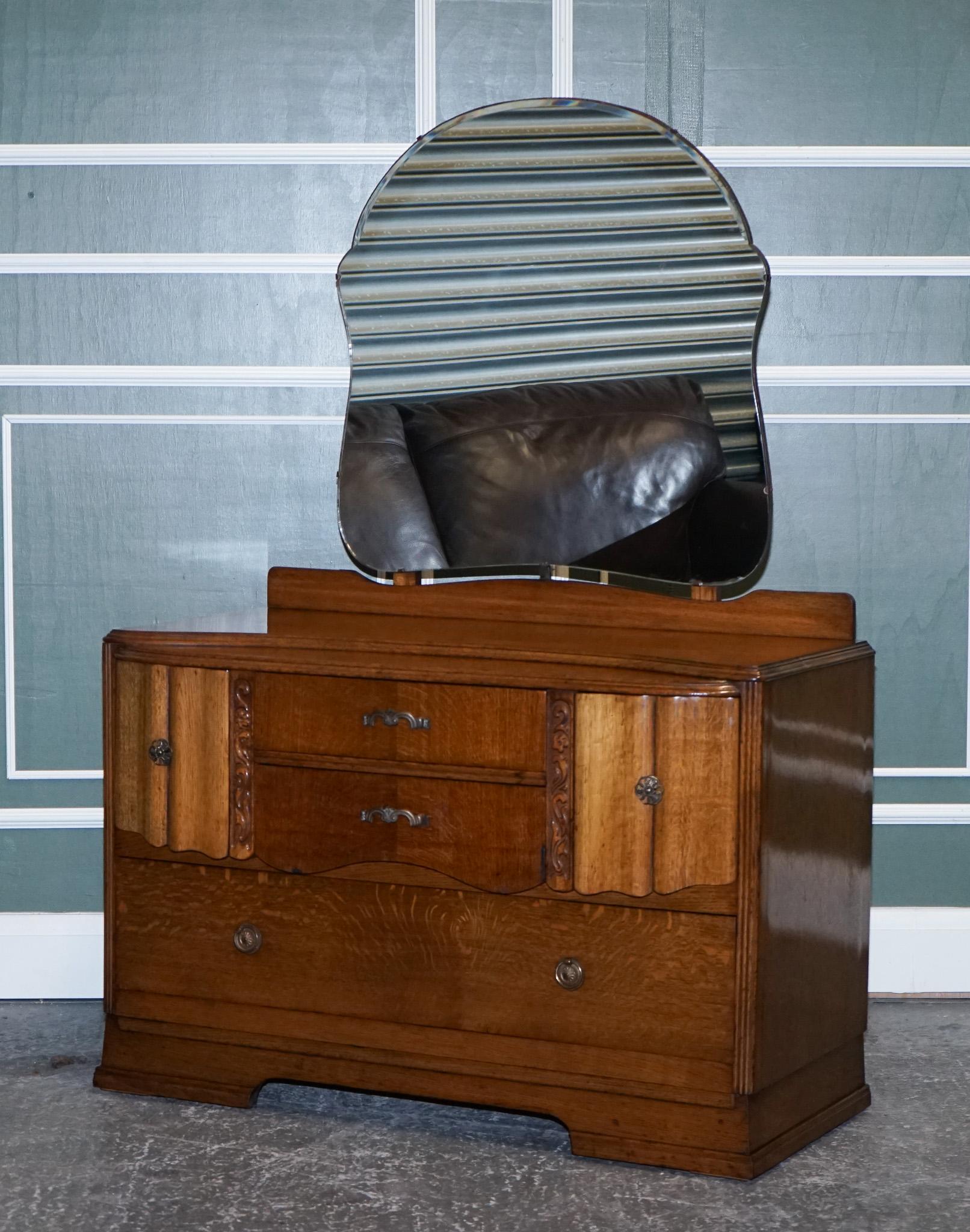 antique oak dressing table with mirror