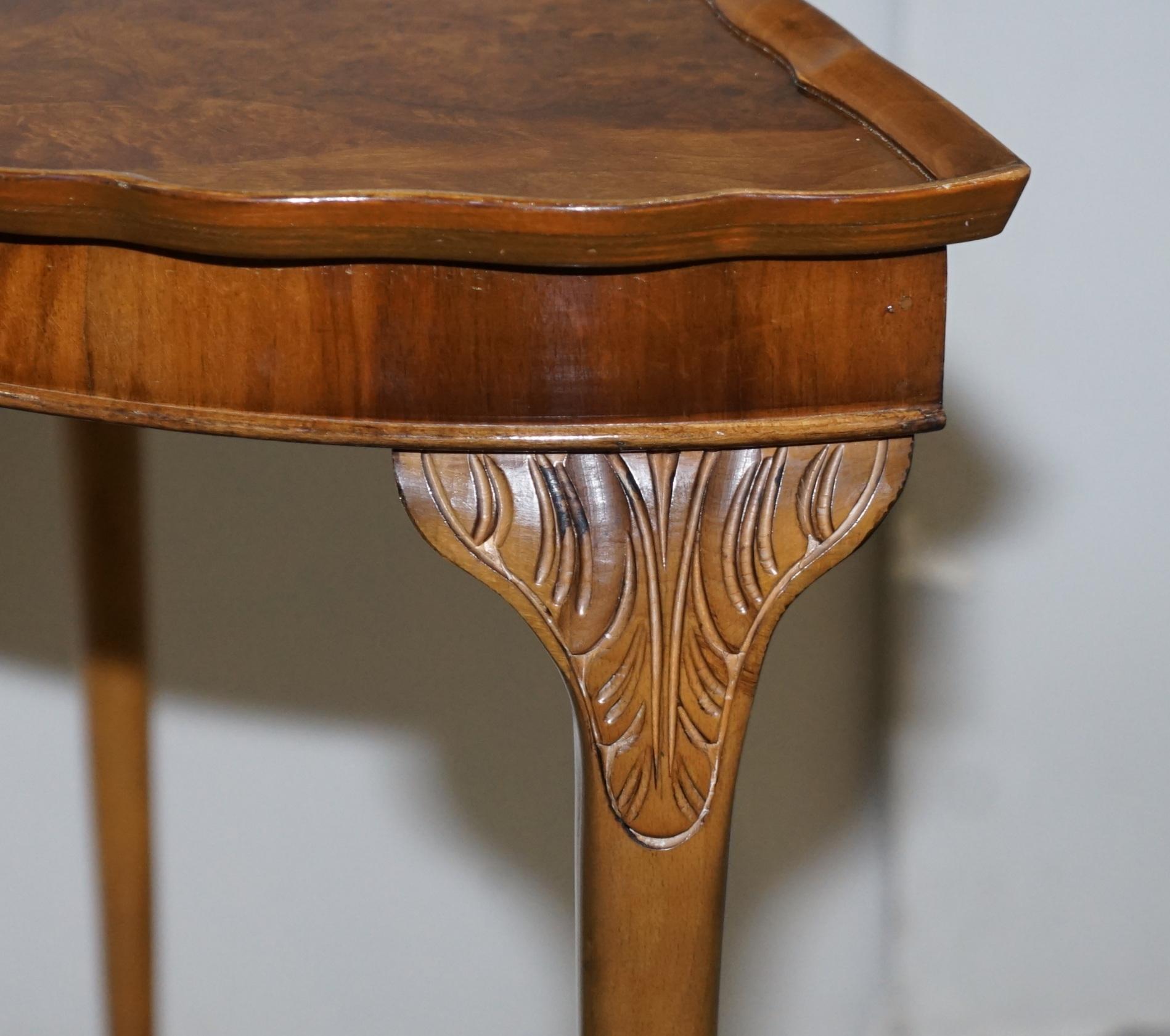 Lovely Vintage Art Deco Style Burr Walnut Demi Lune Half Moon Console Side Table 12