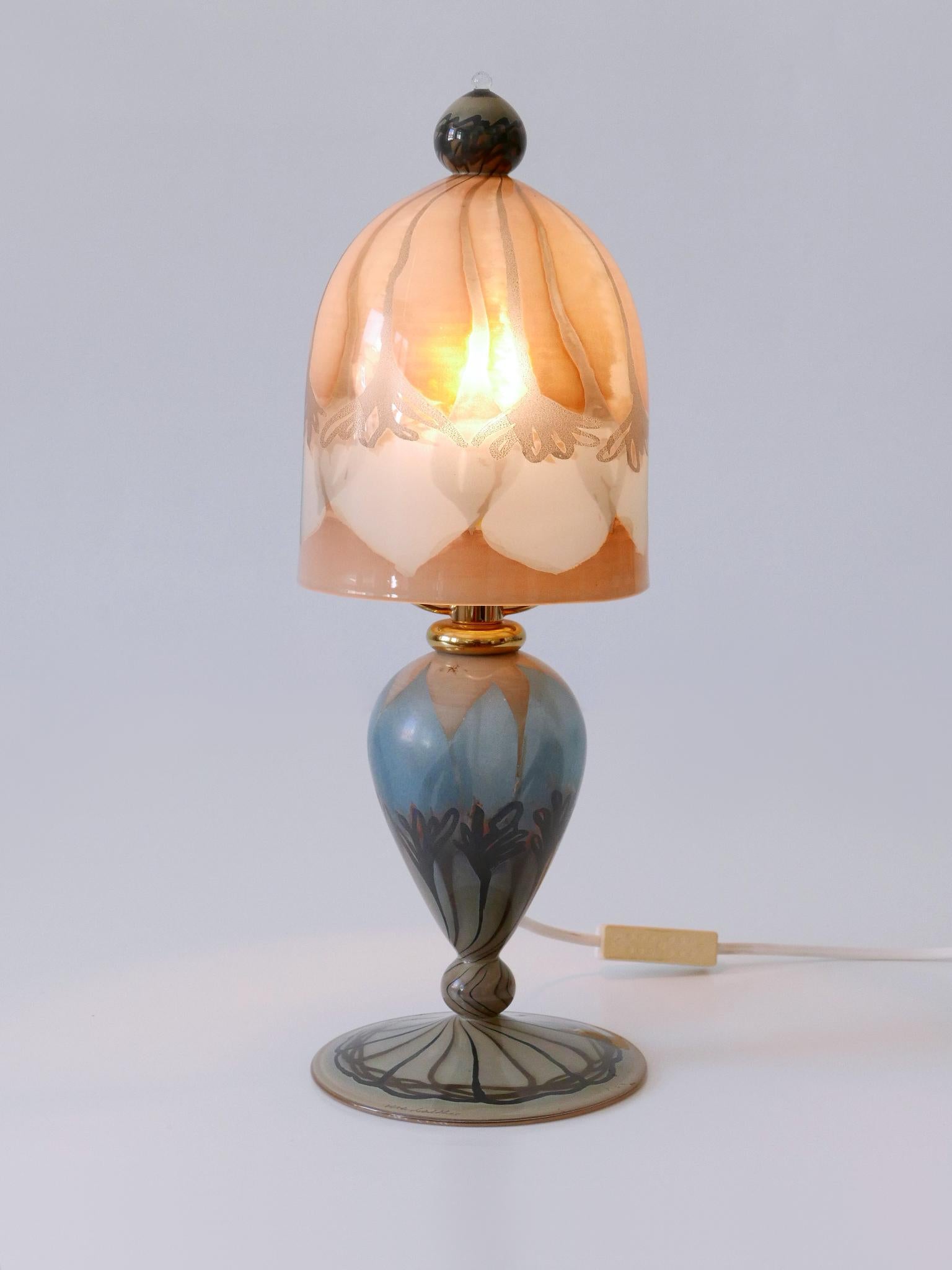 Lovely Vintage Art Glass Table Lamp by Vera Walther Germany 1980s For Sale 4
