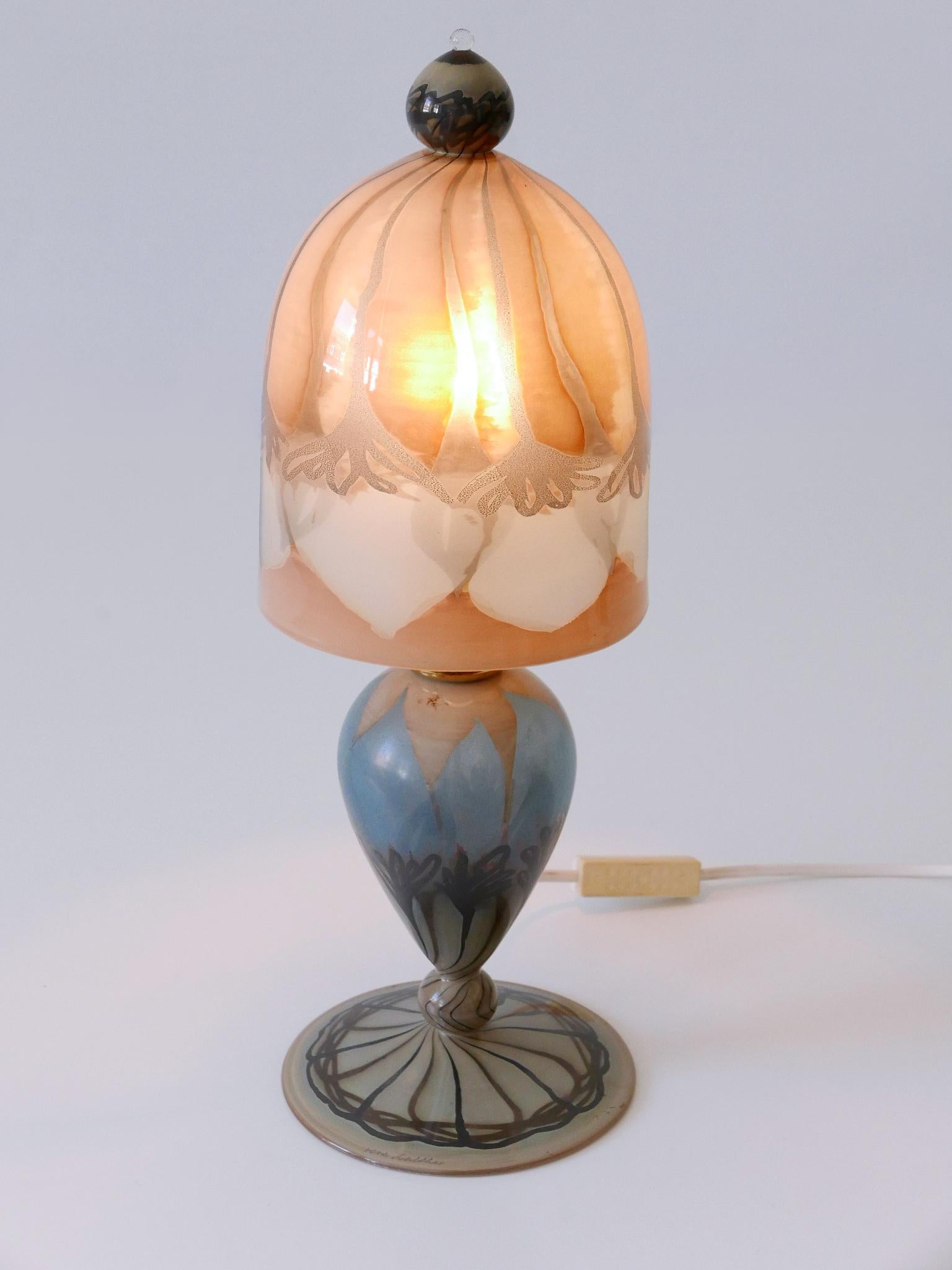 Lovely Vintage Art Glass Table Lamp by Vera Walther Germany 1980s For Sale 5