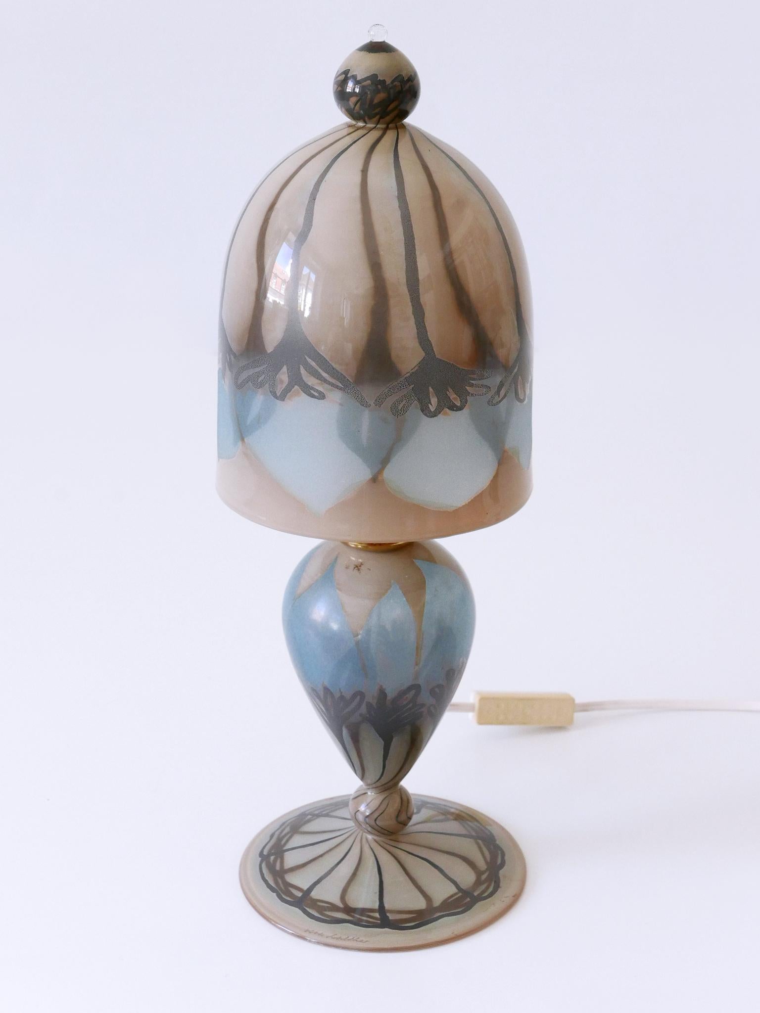 Lovely Vintage Art Glass Table Lamp by Vera Walther Germany 1980s For Sale 6