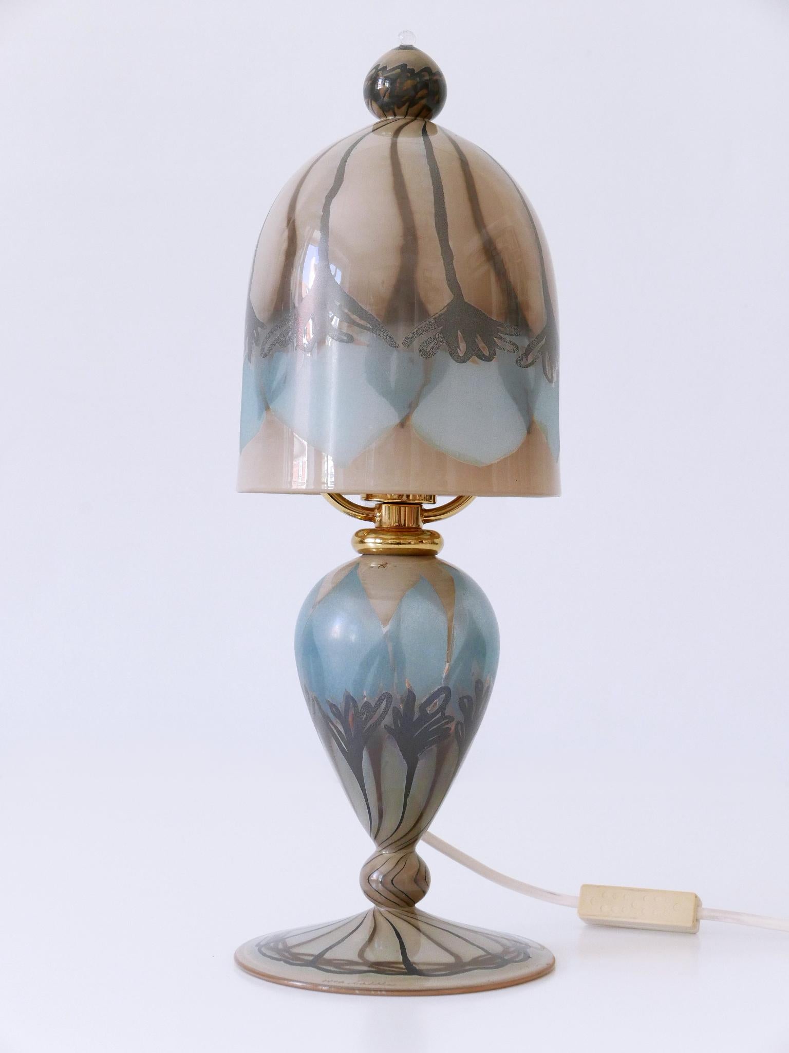 Mid-Century Modern Lovely Vintage Art Glass Table Lamp by Vera Walther Germany 1980s For Sale