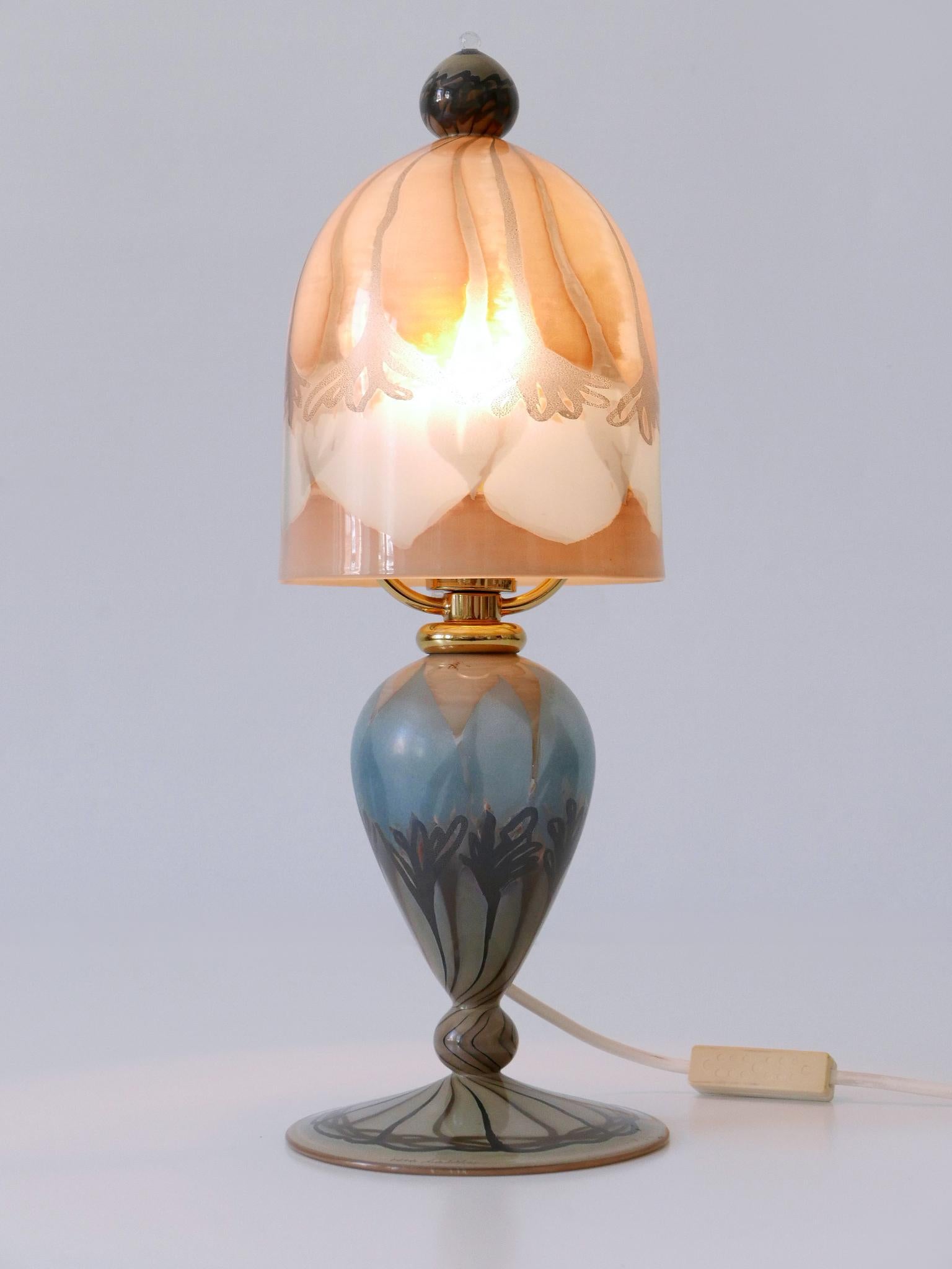 Lovely Vintage Art Glass Table Lamp by Vera Walther Germany 1980s In Good Condition For Sale In Munich, DE