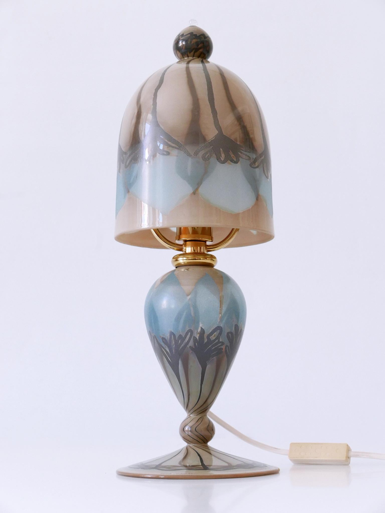 Late 20th Century Lovely Vintage Art Glass Table Lamp by Vera Walther Germany 1980s For Sale