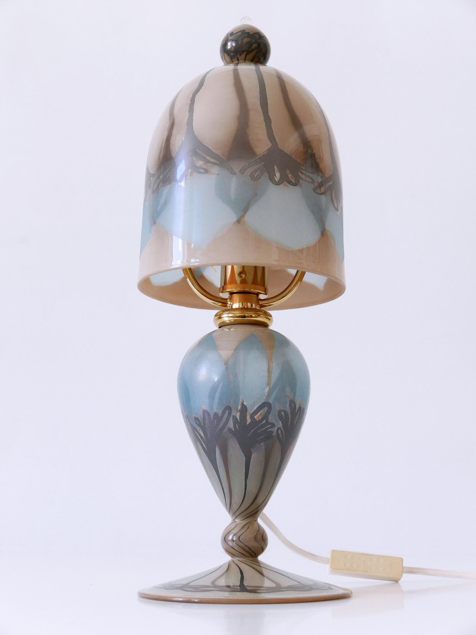 Lovely Vintage Art Glass Table Lamp by Vera Walther Germany 1980s For Sale 1