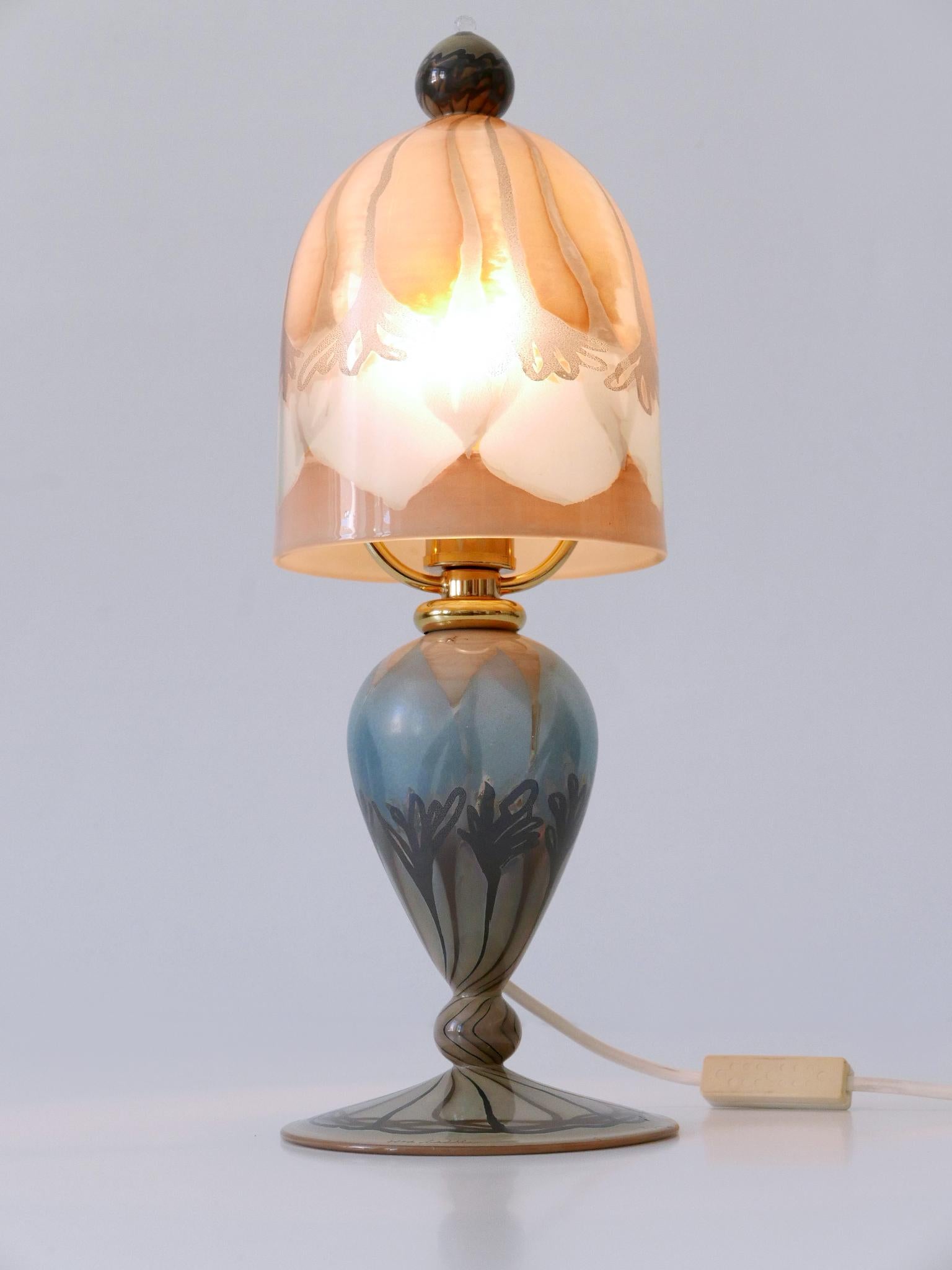 Lovely Vintage Art Glass Table Lamp by Vera Walther Germany 1980s For Sale 2