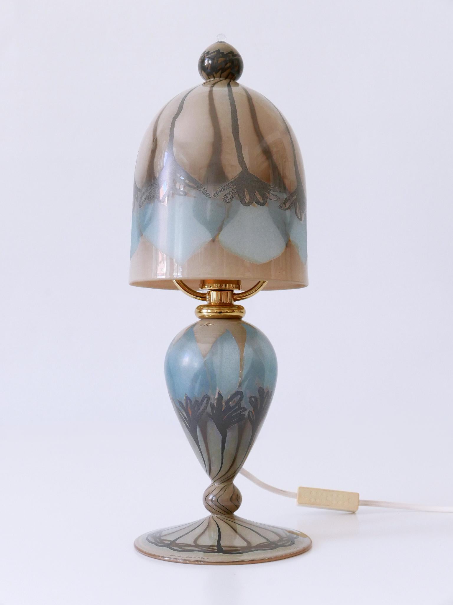 Lovely Vintage Art Glass Table Lamp by Vera Walther Germany 1980s For Sale 3
