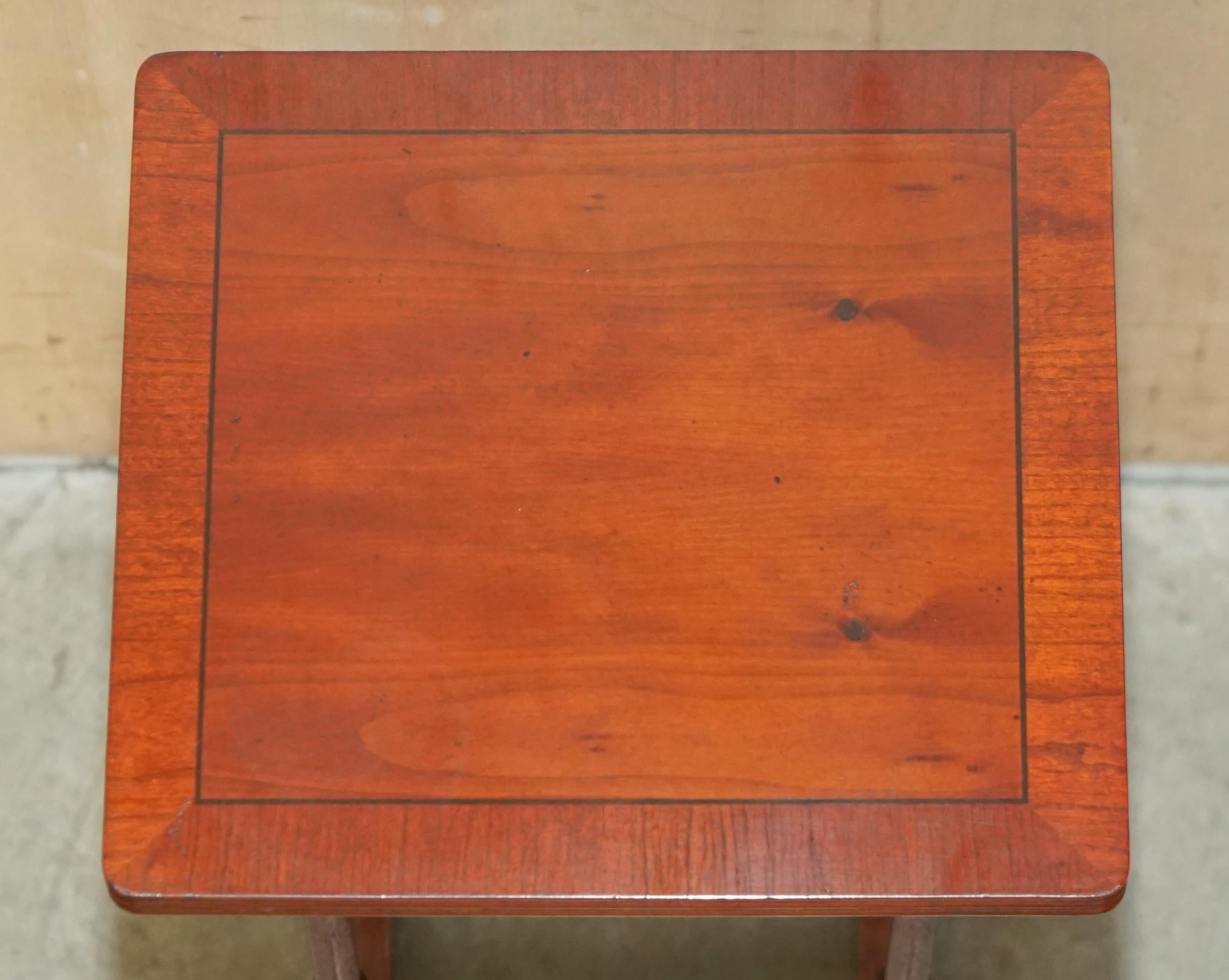Lovely Vintage Bevan Funnell Burr Yew Wood Nest of Tables Chippendale Famboo For Sale 8