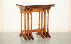 Lovely Vintage Bevan Funnell Burr Yew Wood Nest of Tables Chippendale Famboo
