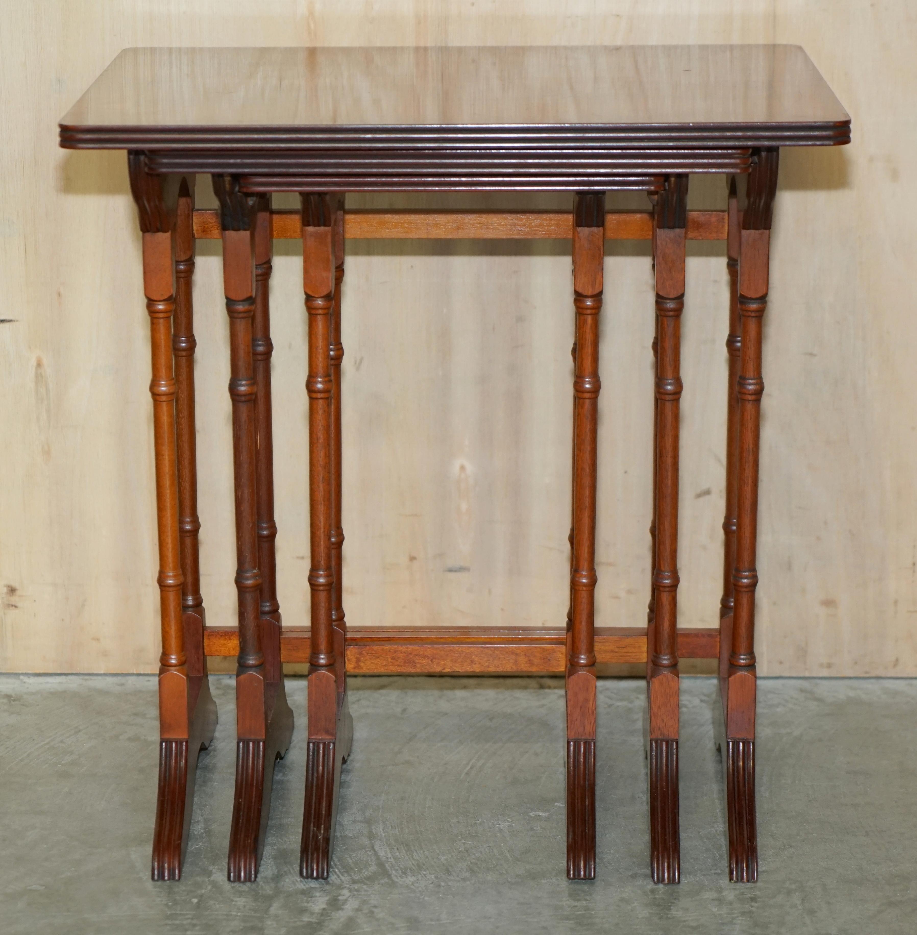 Georgian Lovely Vintage Bevan Funnell Burr Yew Wood Nest of Tables Chippendale Famboo For Sale