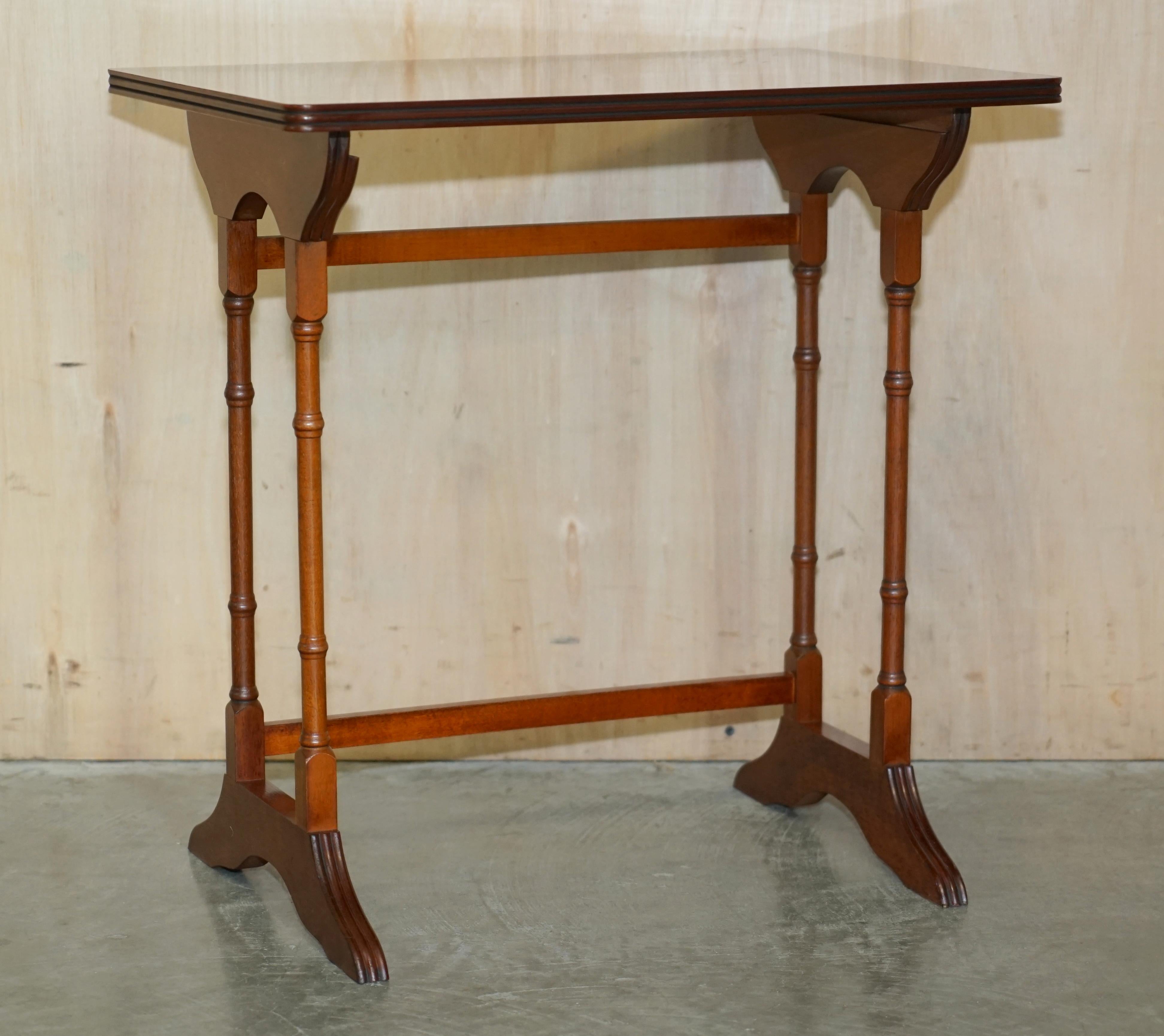 Georgian Lovely Vintage Bevan Funnell Burr Yew Wood Nest of Tables Chippendale Famboo For Sale