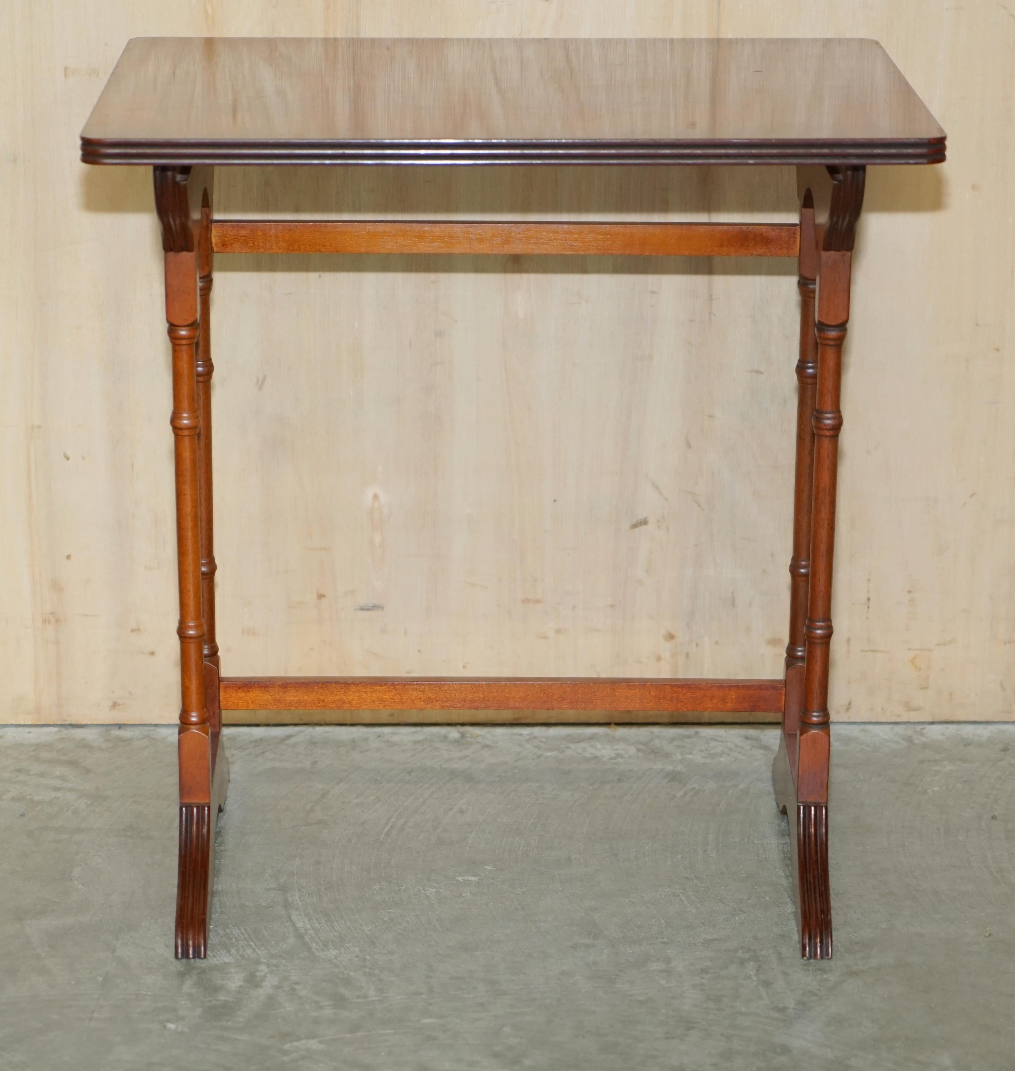 Hand-Crafted Lovely Vintage Bevan Funnell Burr Yew Wood Nest of Tables Chippendale Famboo For Sale