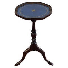 Lovely vintage blue leather top wine table 