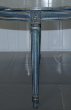 Lovely Vintage Blue Round Dining Occasional Centre Table to Seat Four People