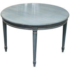 Lovely Vintage Blue Round Dining Occasional Centre Table to Seat Four People