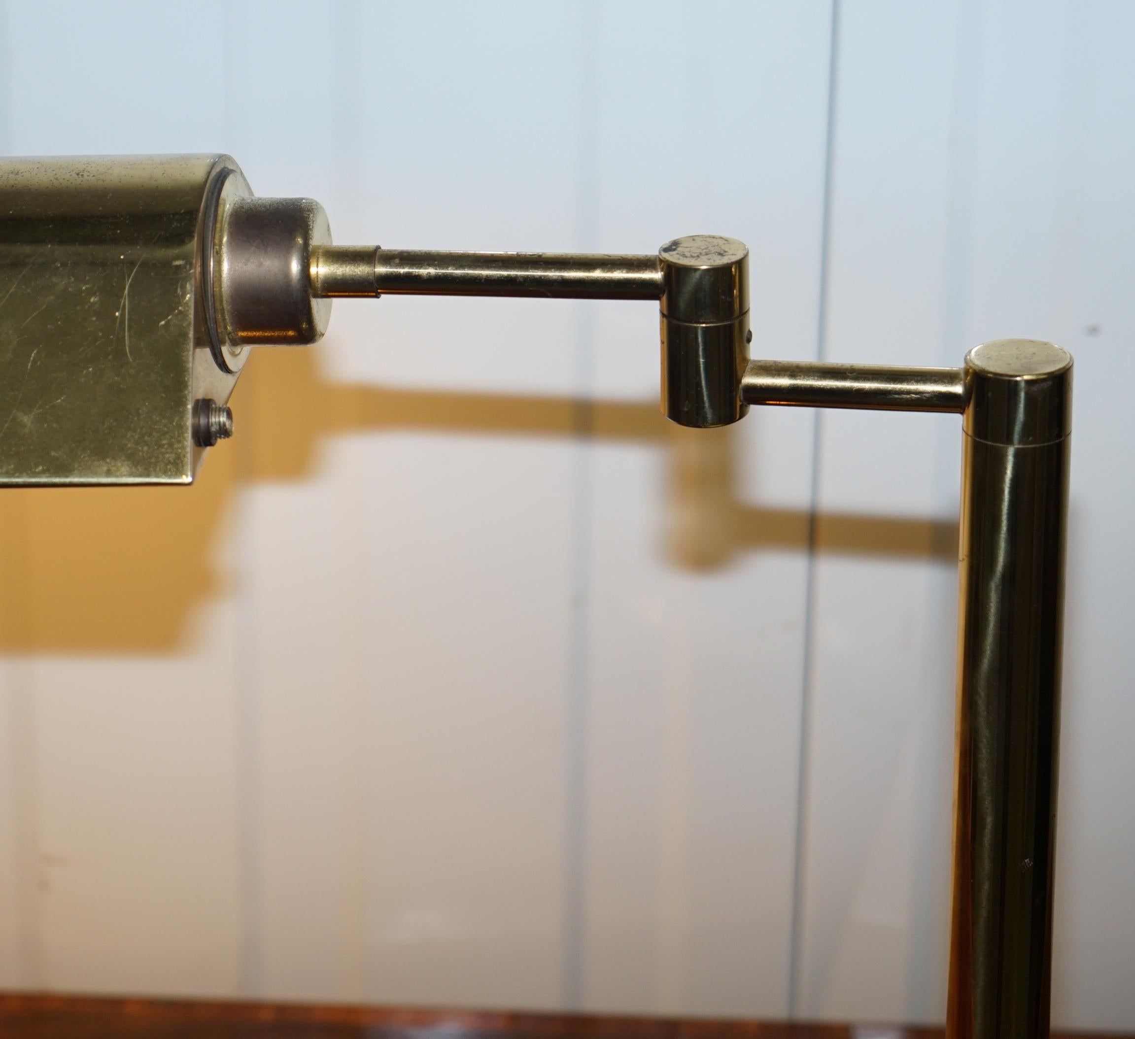 Lovely Vintage Brass Bankers Lamp with Articulated Adjustable Angle Poise Arm 2