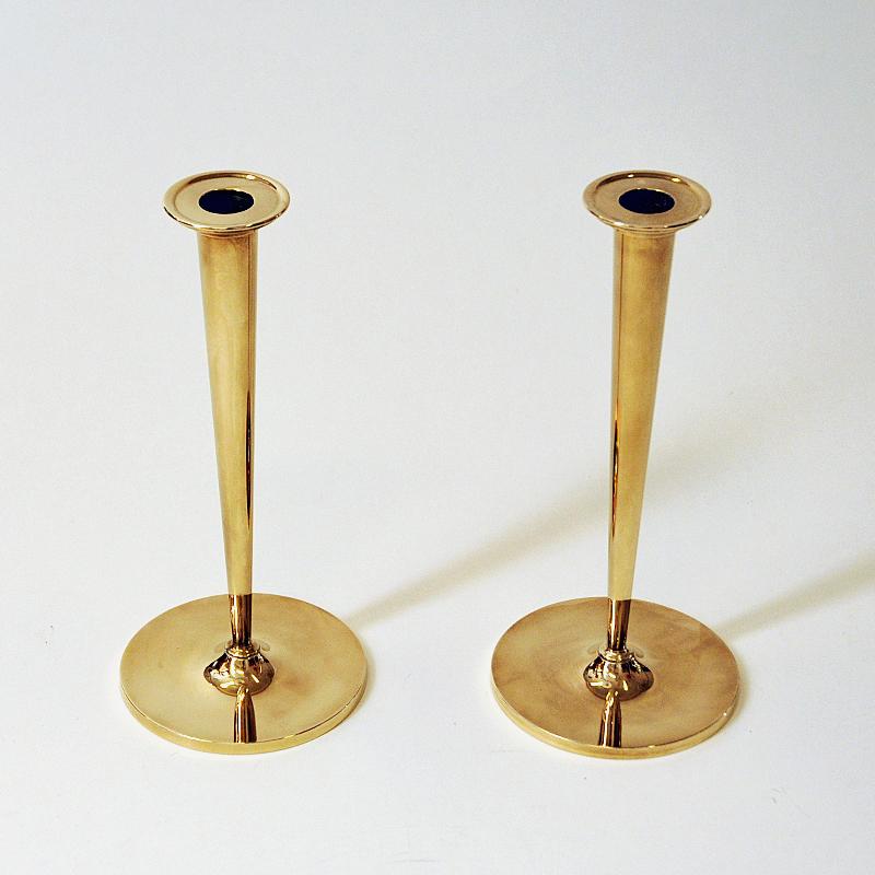 Lovely Vintage Brass Candleholder Pair by Arthur Pe, Kolbäck, Sweden, 1960s 1