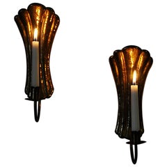 Lovely Vintage Brass Wall Candleholder Pair 1960s:: Sweden