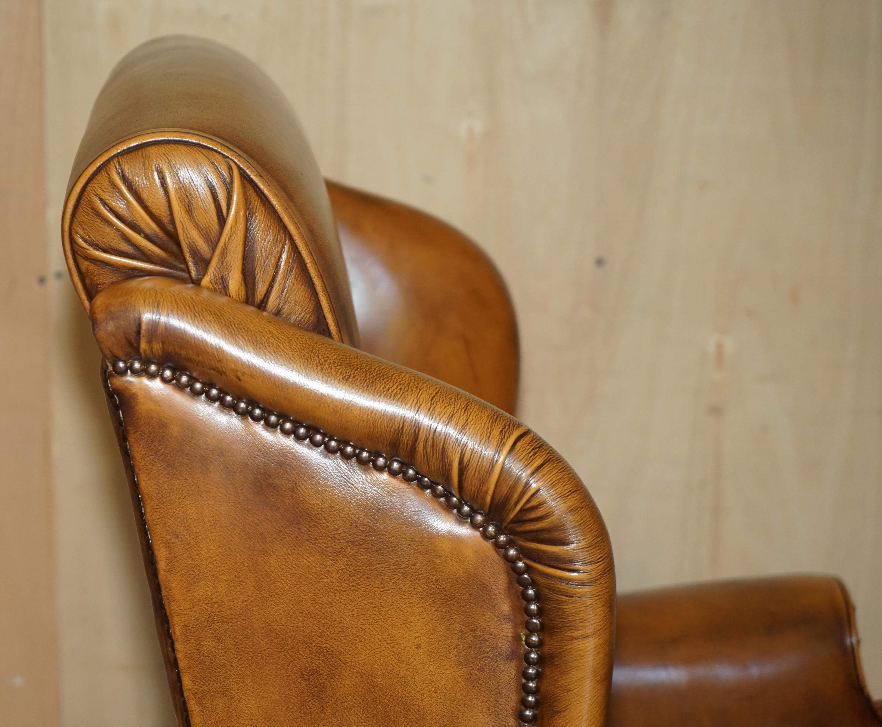 LOVELY VINTAGE CHESTERFIELD IN PELLE MARRONE TESSUTO CON FELPA CAPTAINS POLTRONE in vendita 8