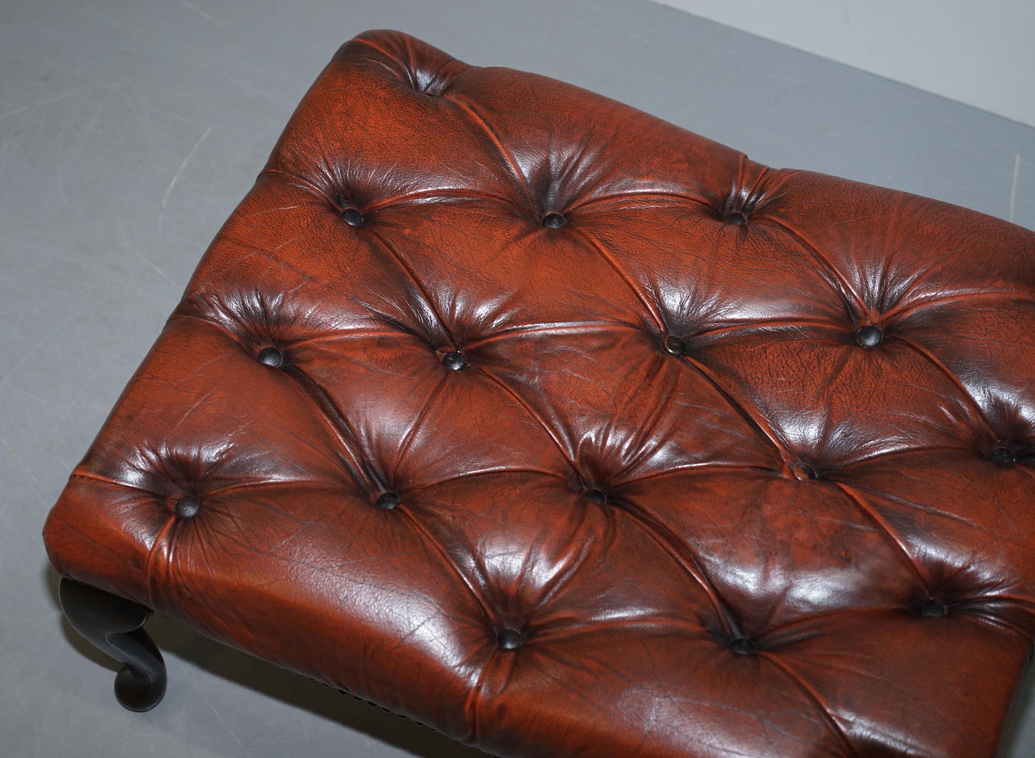 large leather chesterfield footstool