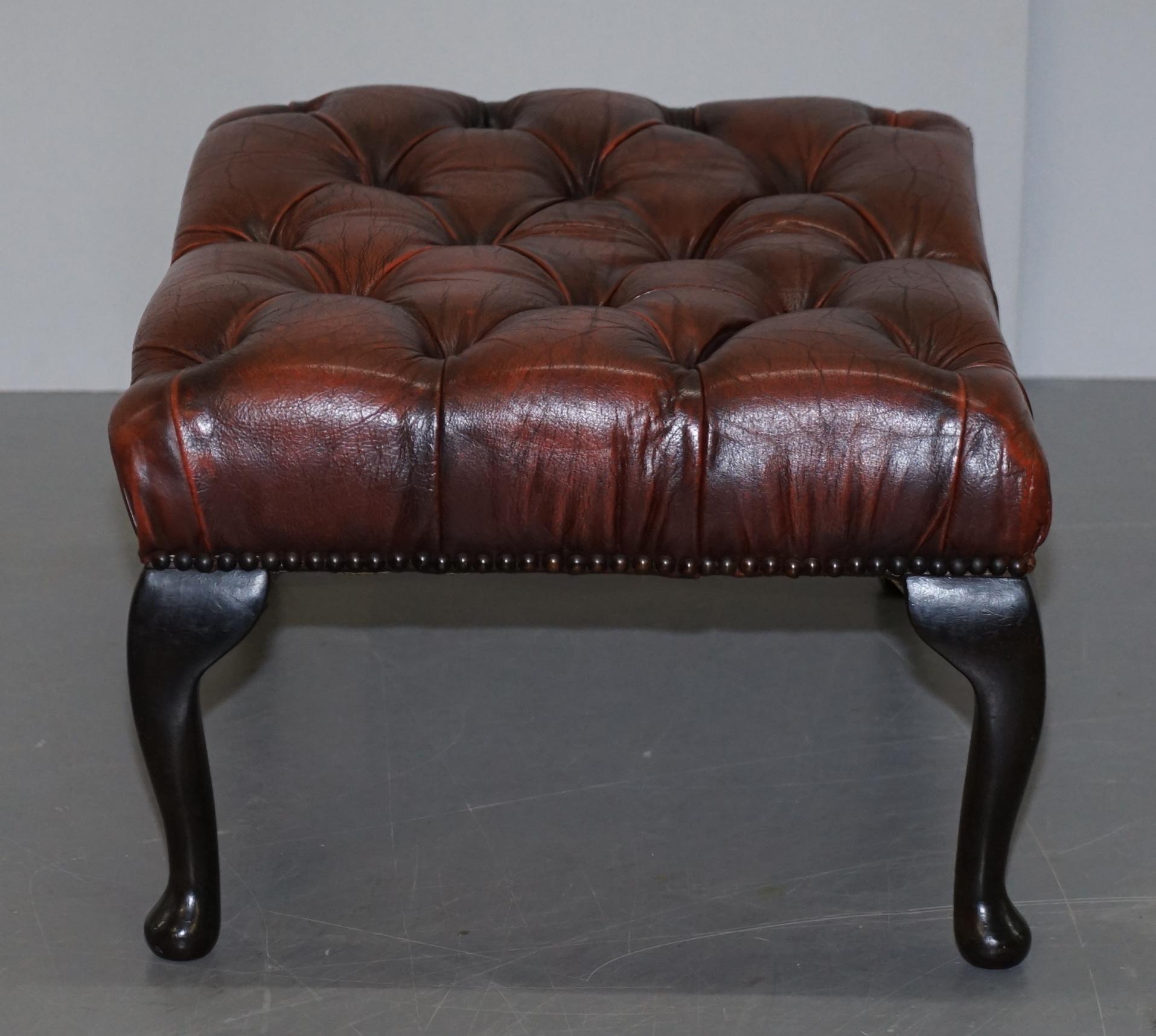 Hand-Crafted Lovely Vintage Brown Leather Large Chesterfield Tufted Two Person Footstool