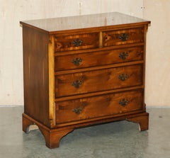 LOVELY VINTAGE BURR & BURL YEW WOOD GEORGIAN STYLE MEDIUM SIZE CHEST OF DRAWERs