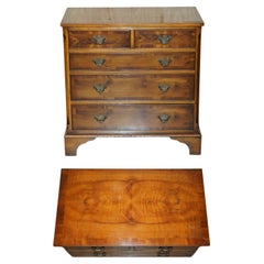 LOVELY VINTAGE BURR & BURL YEW WOOD STYLE GEORGIAN STYLE MEDIUM CHEST OF DRAWERs